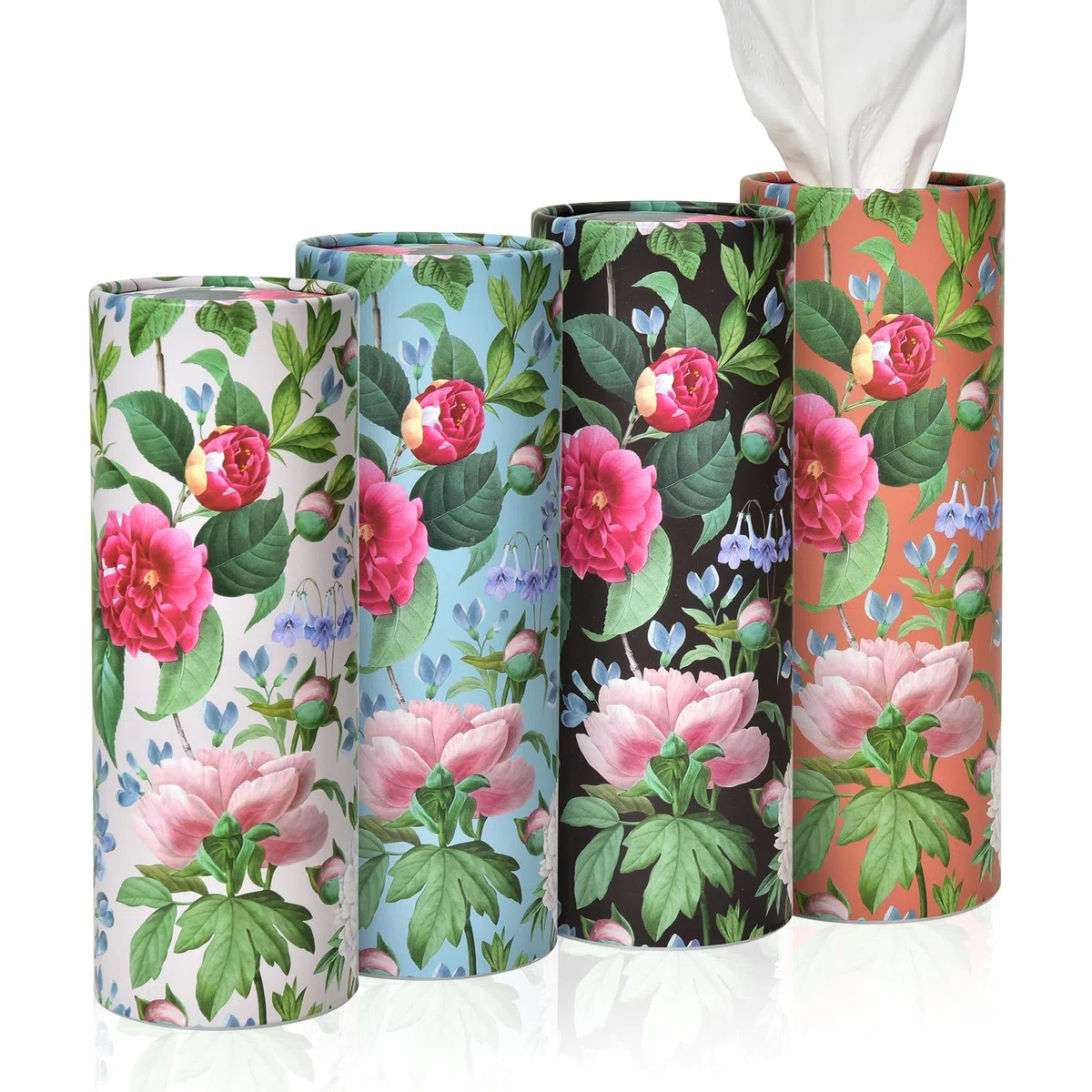 Botanical - Elegante contenitore per fazzoletti da viaggio con motivo floreale, con fazzoletti per il viso, per portabicchieri dell'auto