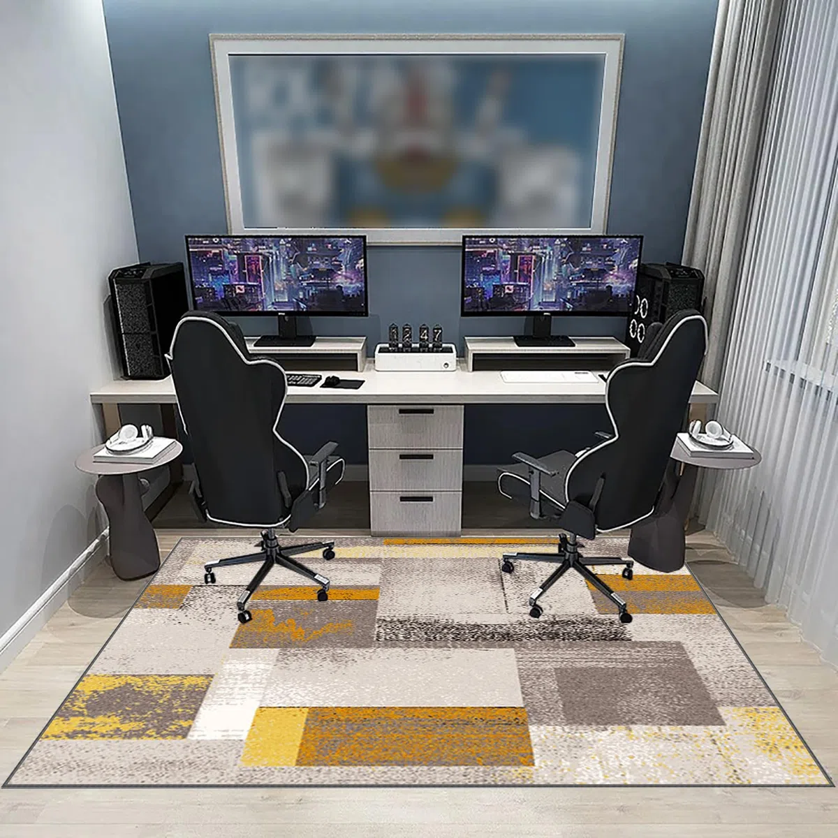 Tappetino per Pavimenti duri da Ufficio - Tappeto per Sedia Gaming 90 x 120 cm - Tappetini per Sedie da Ufficio - Tappetino Pavimenti per Parquet - Tappeto Gaming Pavimento