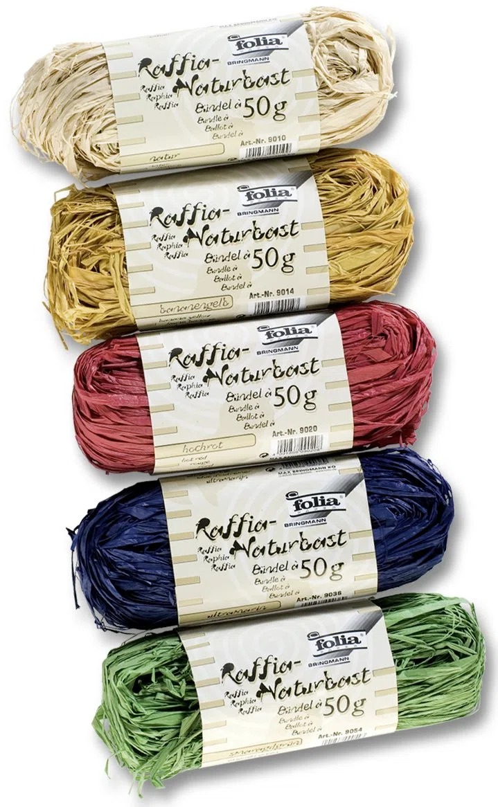 IDENA Folia 901009 - Rafia, 5 matasse da 50 g, Colori Assortiti