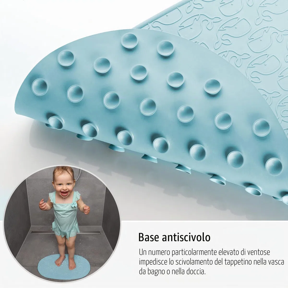 reer - MyHappyBath Mat - Tappetino per vasca da bagno, superficie antiscivolo con motivo di bosco, 42 x 25 cm
