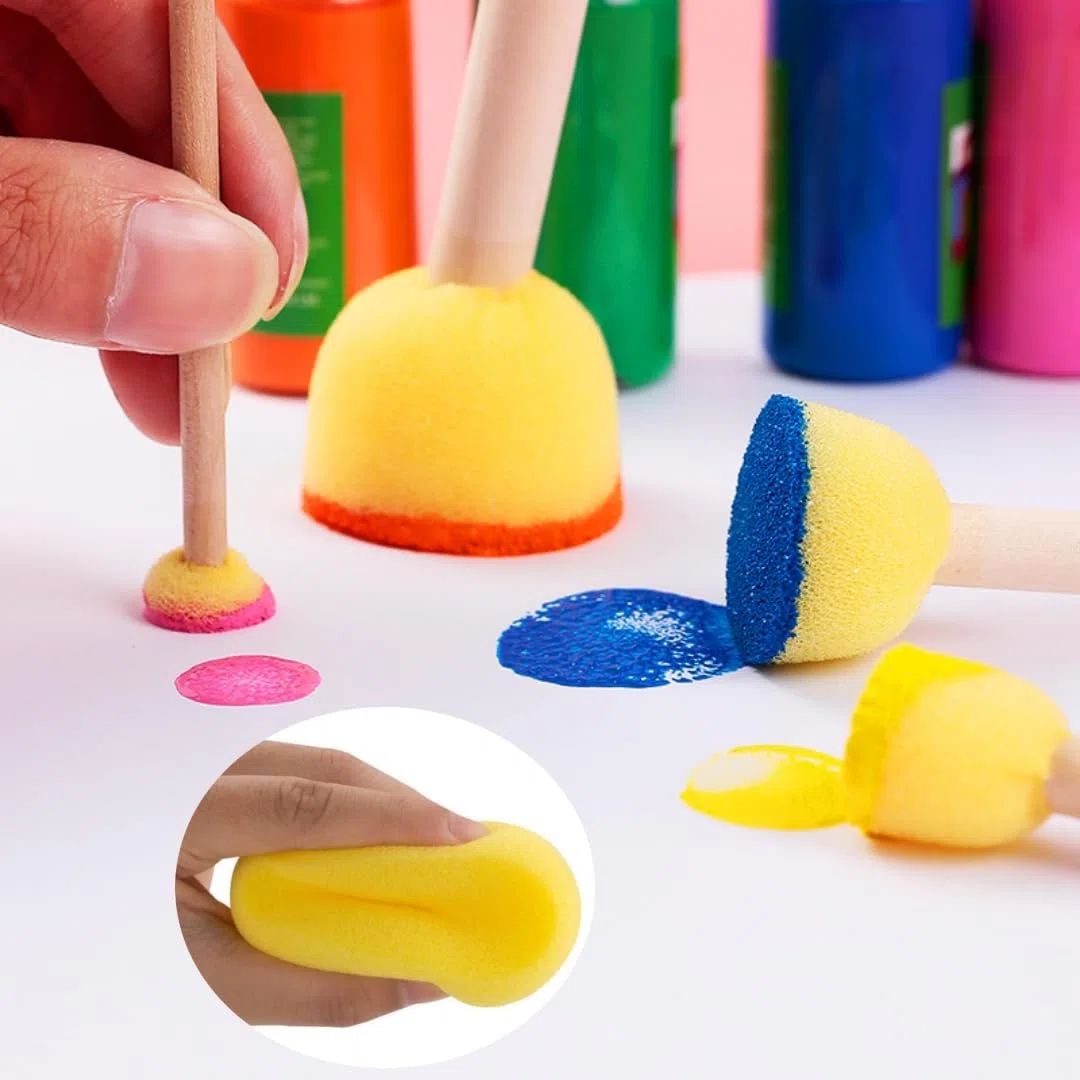 26 spugne per pittura a pennello, pennello in schiuma fai da te, spugna per pittura in schiuma, pennelli, spugna per pittura per bambini, pennelli per graffiti, fai da te (multicolore)