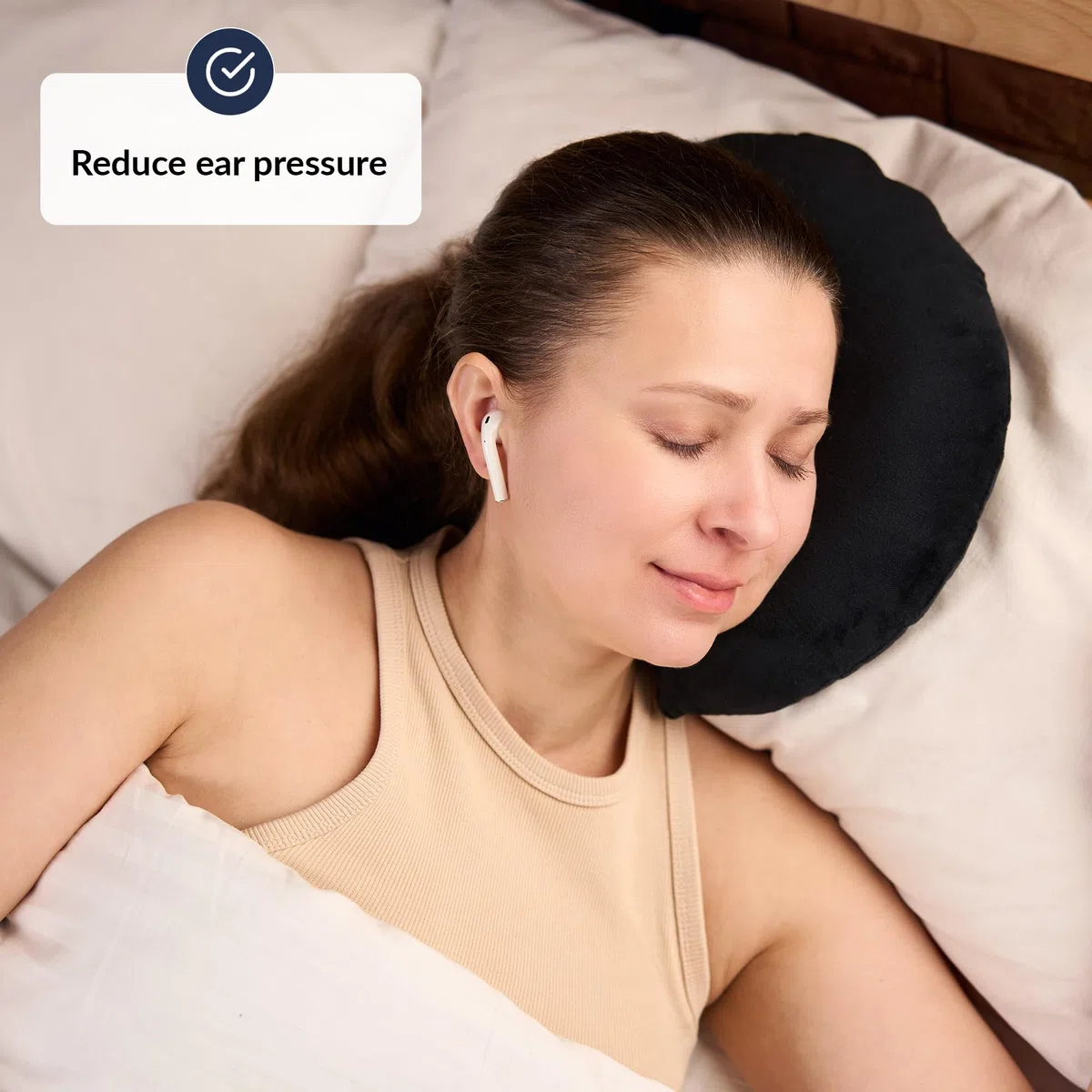 ODOXIA Cuscino Piercing Orecchio | Cuscino Ciambella Regolabile | Sollievo Dal Dolore da Condrodermatite | Imbottitura Modificabile per Comfort Personalizzato Donut Pillow (Black)