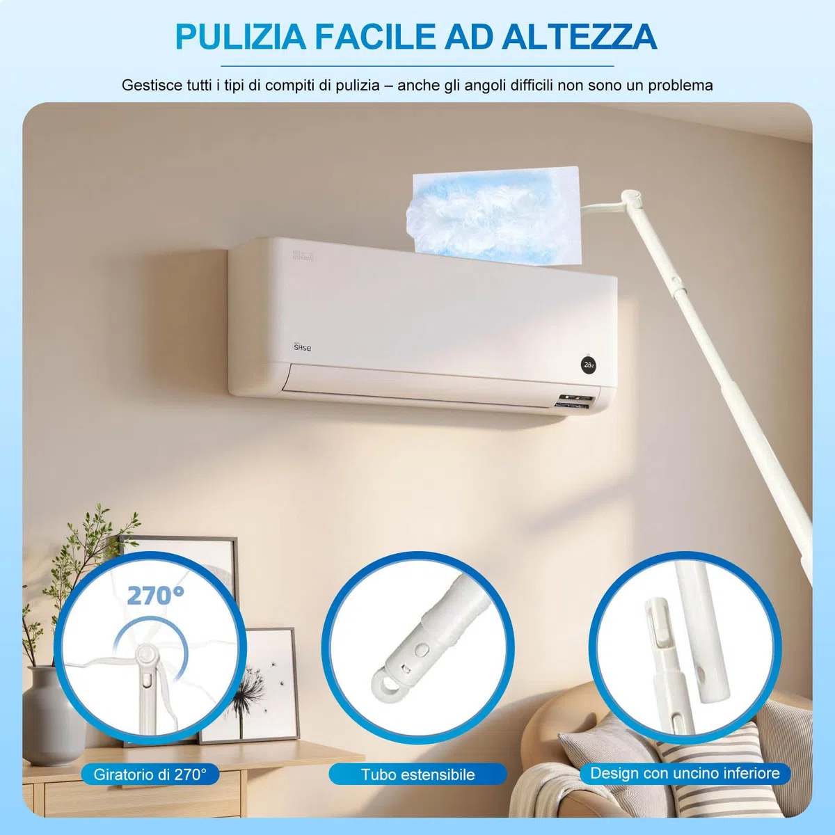 62 Pezzi Di Cattura Polvere, Piumino Magnetico Monouso per Spolverare, Spolverino Telescopico, Piumino per Spolverare per Pulire Polvere, Capelli E Macchie (60 Pezzi Di Ricambio + 2 Maniglie)