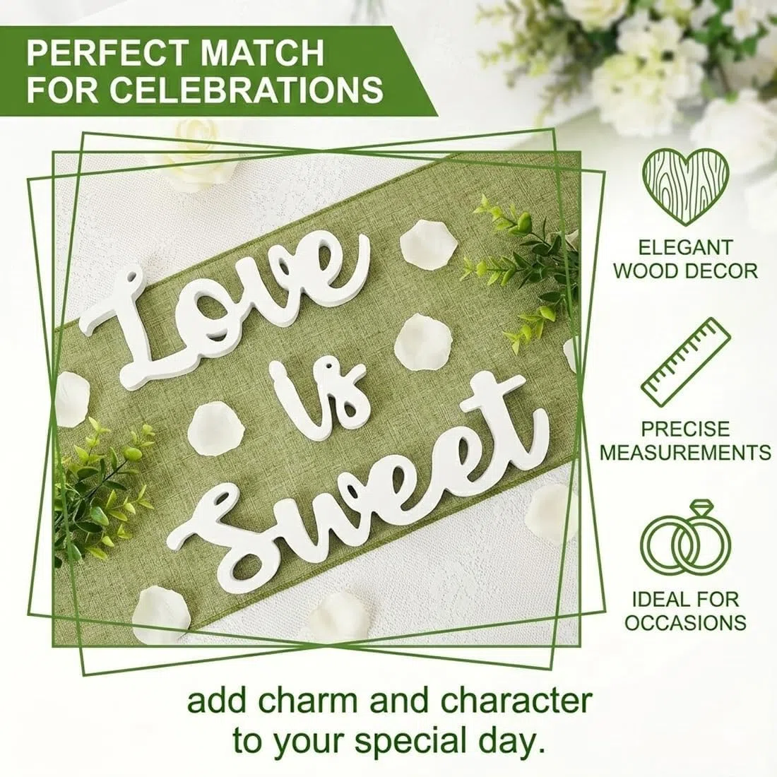 Decorazione da Tavolo in Legno "Love Is Sweet" - Perfetta per Matrimonio, Anniversario e Casa - Idea Regalo per Coppie e Sposi