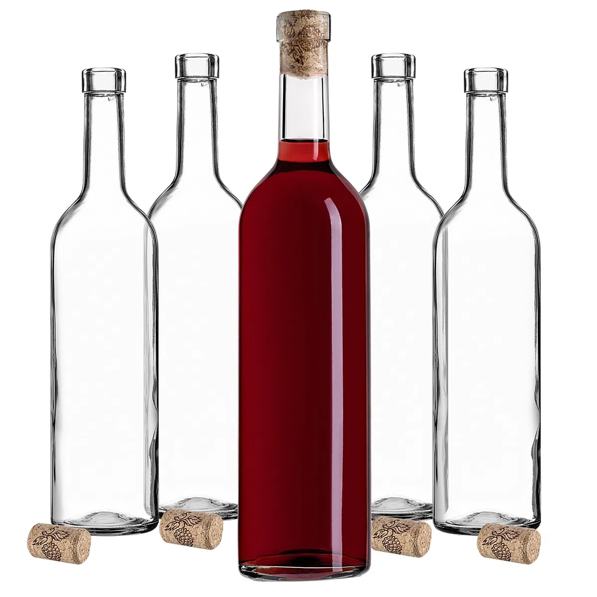 KADAX Set di 30 Bottiglie in Vetro 750ml con Tappo in Sughero – Bottiglie vuote da riempire per liquore, Grappa, Olio e aceto, Ideali per Regali e Fatte in casa