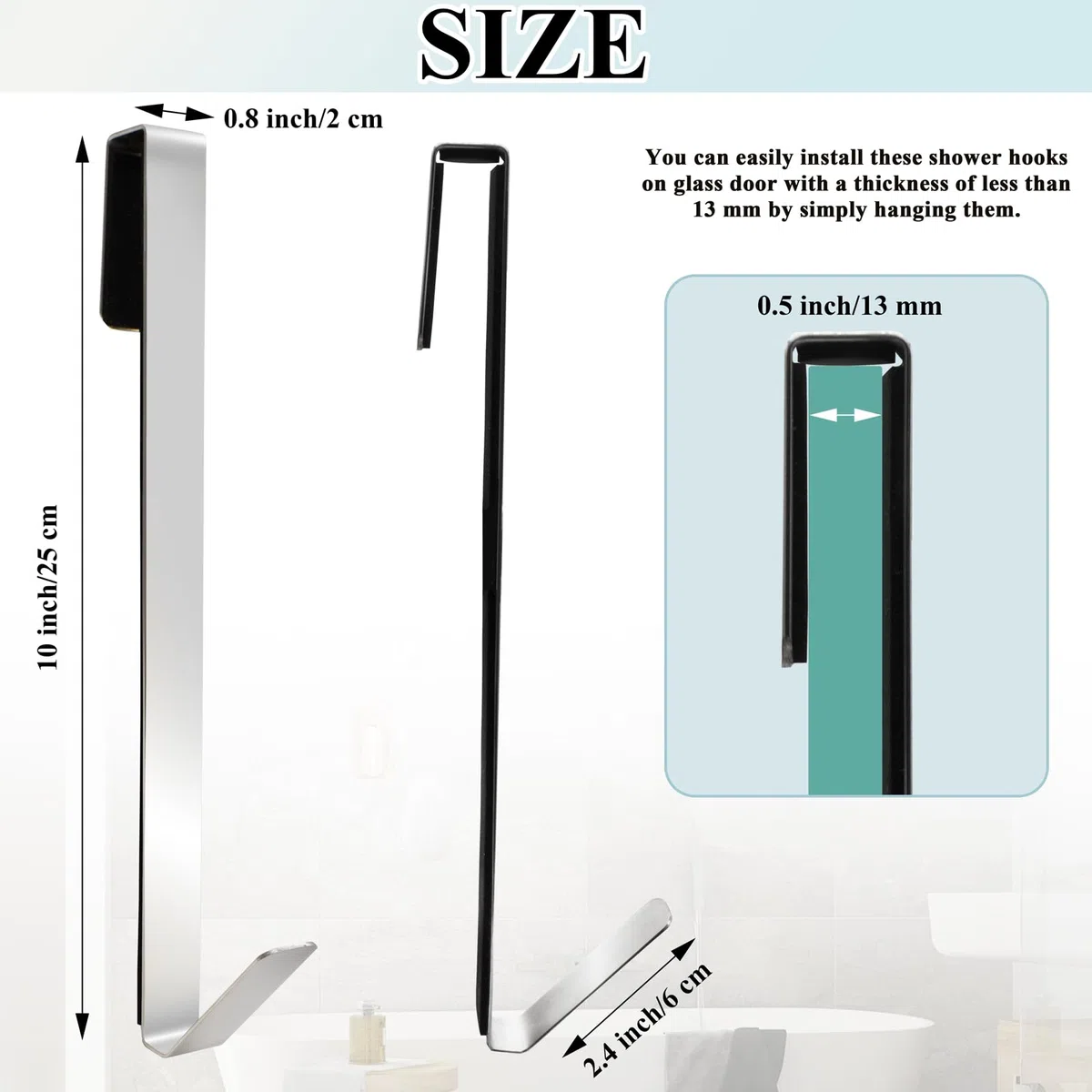 Set di 3 Ganci da Doccia in Acciaio Inox, Ganci per Asciugamani da Bagno,senza Forature, Ganci per Doccia in Vetro con Imbottitura di Protezione, per Doccia in Vetro, Camera da Letto, Cucina
