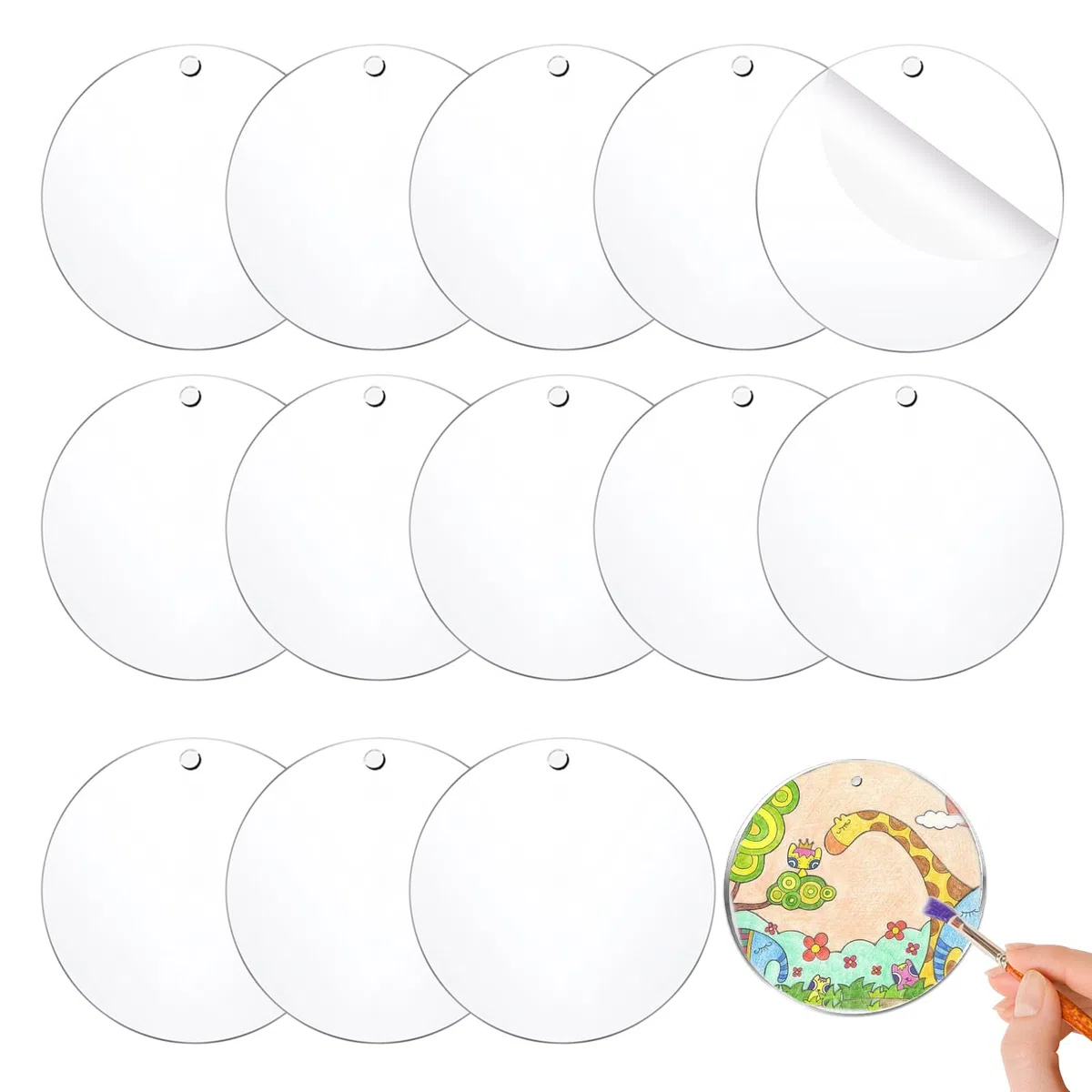 15 Pezzi Fogli Acrilici Trasparenti Rotondo Pannello Acrilico con Foro Acrilici Cerchio Trasparente Disco Acrilico per Fai Da Te, Stampare, Pittura (10 cm x 2 mm)
