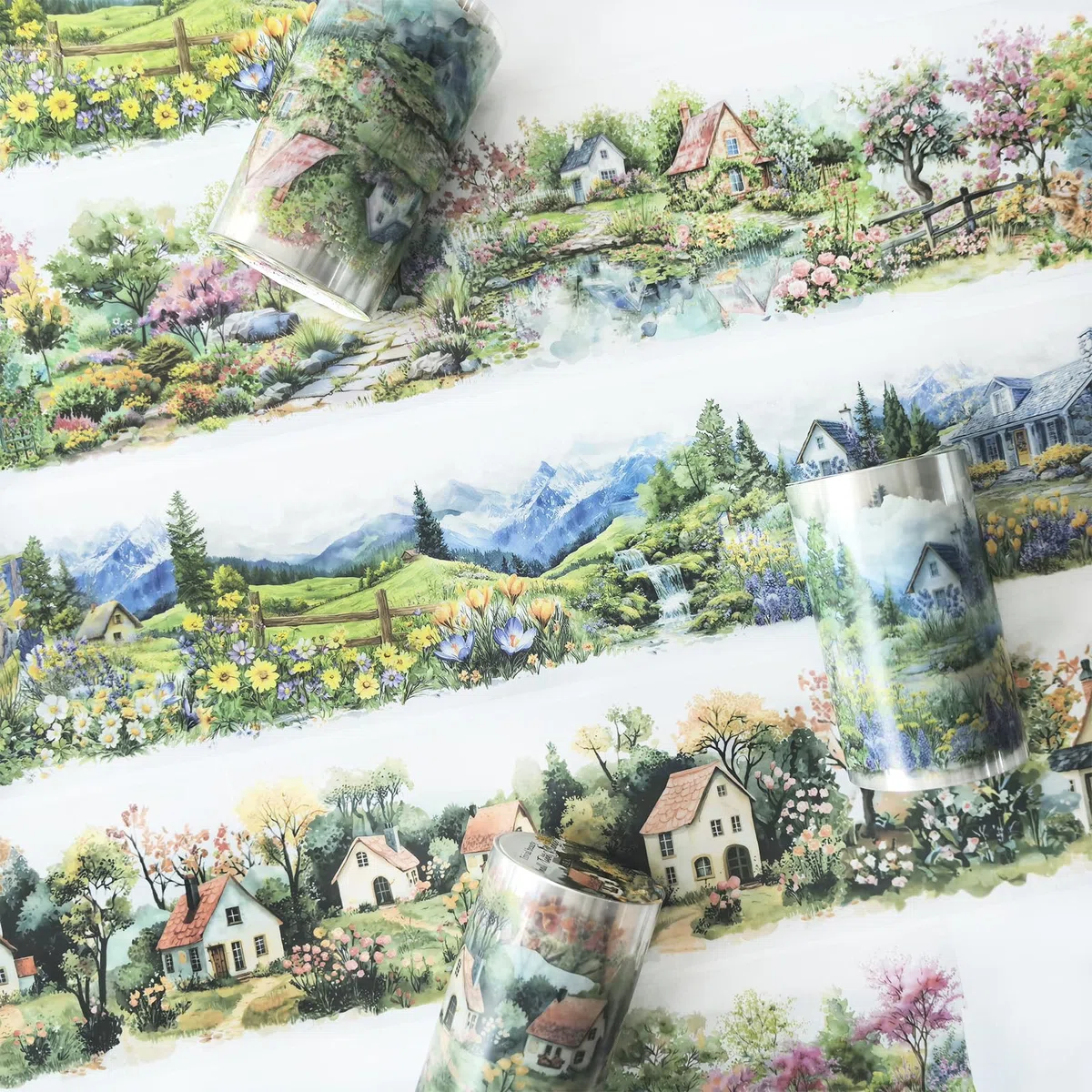 3 Volumi Scrapbook Set di Adesivi,Washi Nastro PET Adesivi,Scrapbook Accessori Set Per la Decorazione Estetica Scrapbooking, Diario (Small Town 1)
