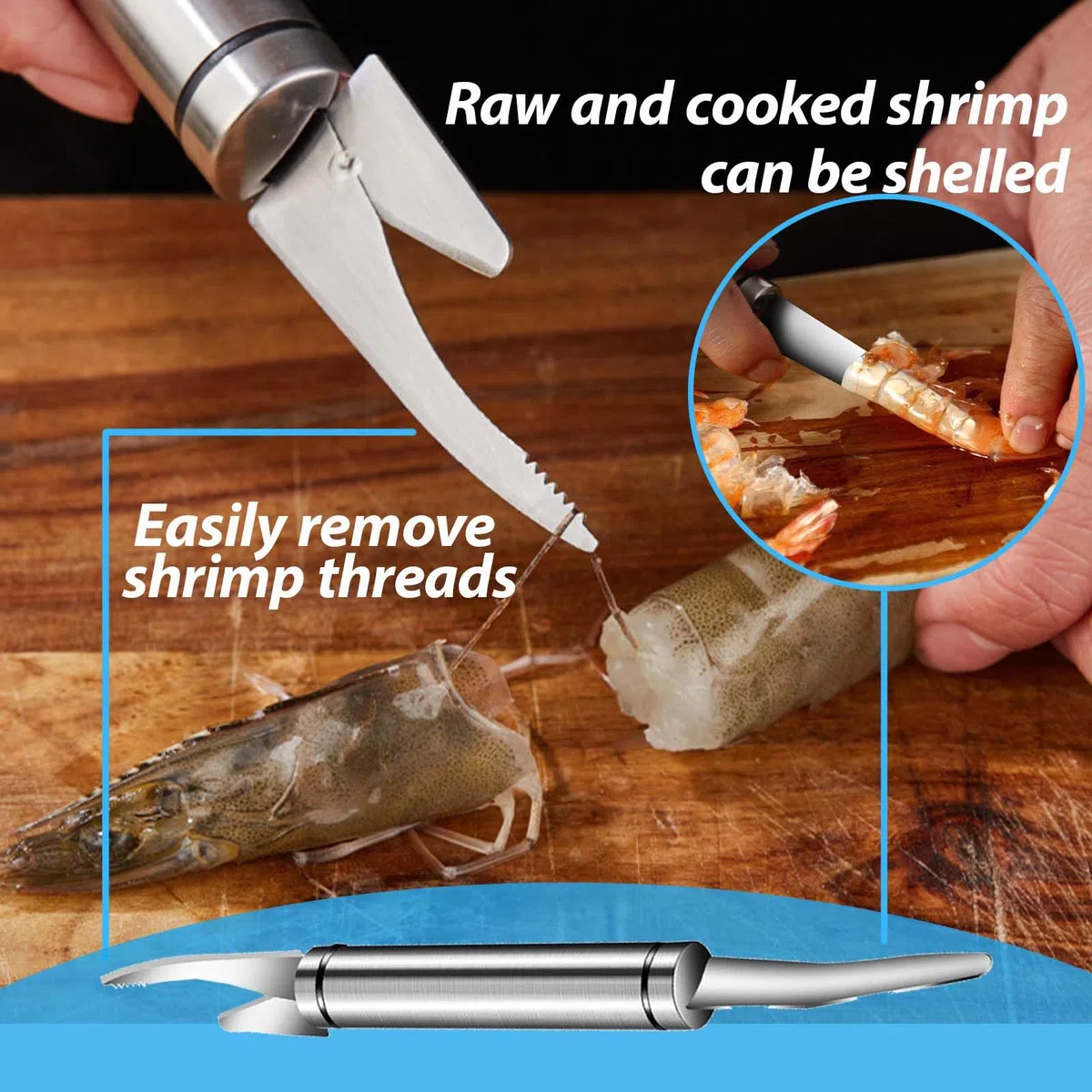 6PCS Squamatore Pesce, FORMVERSITY Sgusciatore di Gamberi, Pinzette per Lische di Pesce, Pinza per Chele Astice, Set 6 In 1 per Rimuovere Fili di Gamberetti, Squame di Pesce e Organi Interni