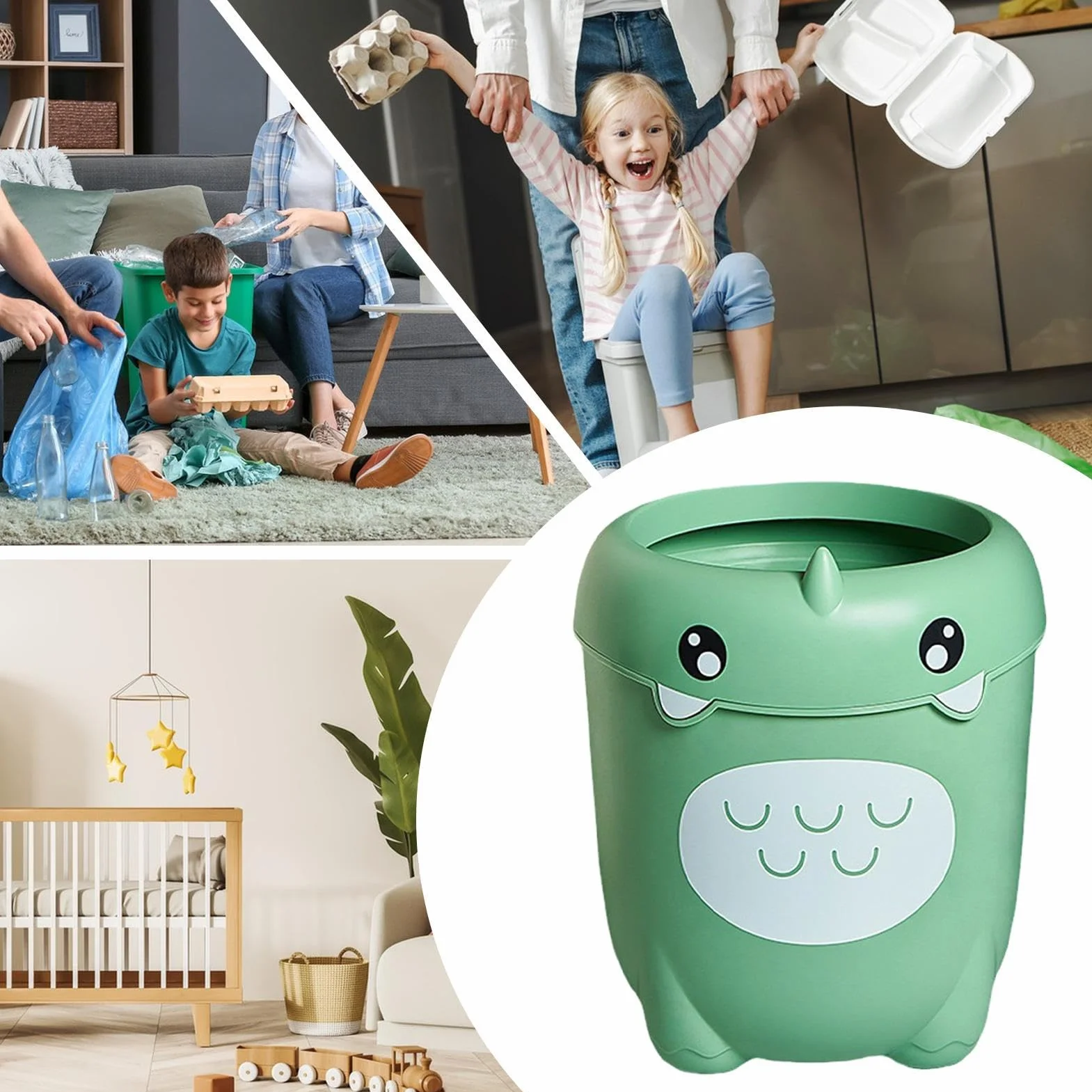 Generico Cestino Per Bambini – Bidonë Plastica Grande Capacità Senza Coperchio | Design Creativo Dinosauro | Porta Rifiuti Camera Bambini | Organizer Versatile Cucina Soggiorno Camera Letto