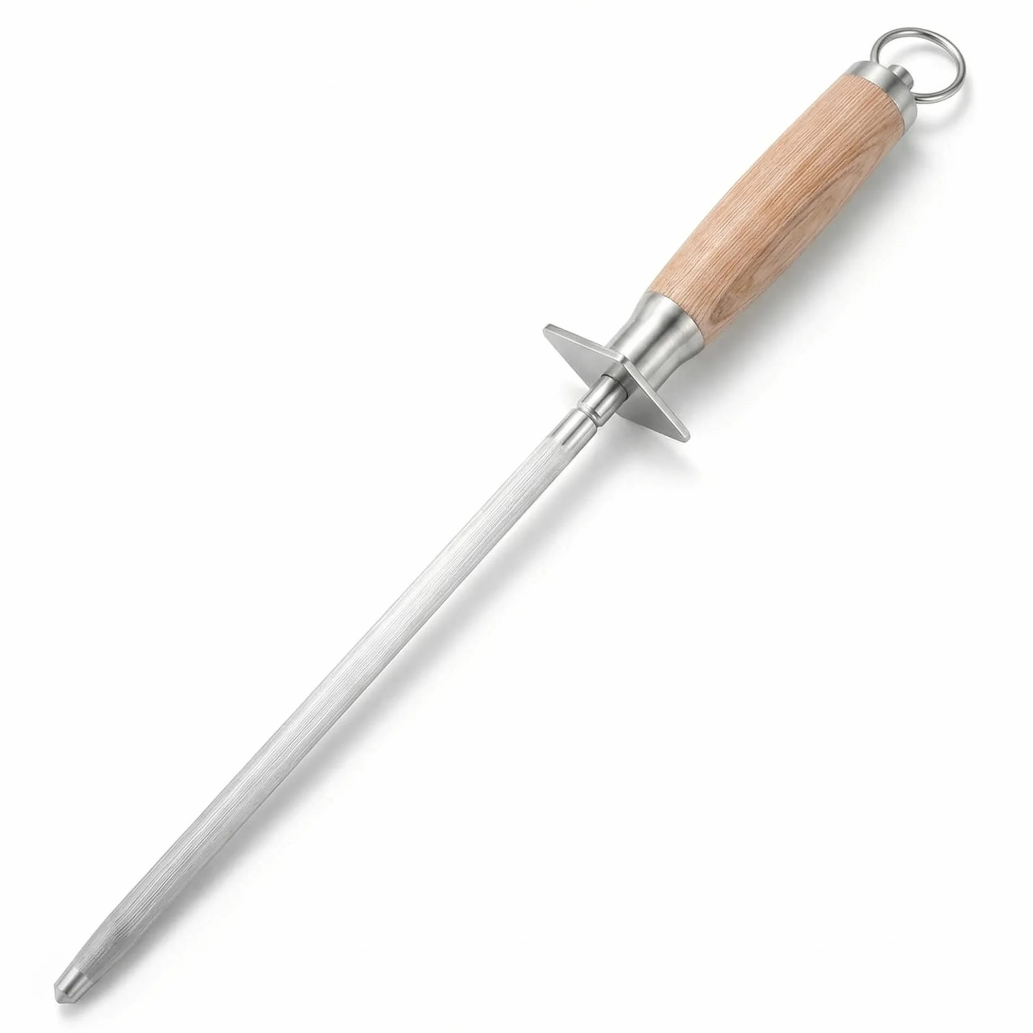 QWORK® Acciarino per Affilare, 39 cm Acciarino Affilacoltelli, Affilacoltelli in Acciaio Carbonio con Manico, per Vari Coltelli