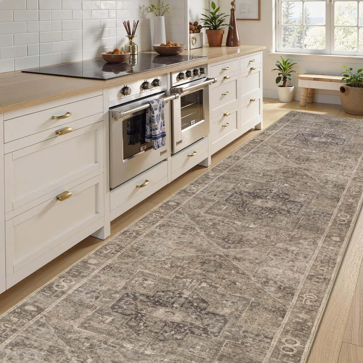 Homcomodar Tappeto Corridoio Nero Marrone 80x300cm Tappeti Passatoia Lungo Cucina Lavabile in Lavatrice Antiscivolo Tapette Camera da Letto Scendiletto Cameretta Ufficio Pelo Corto Carpet