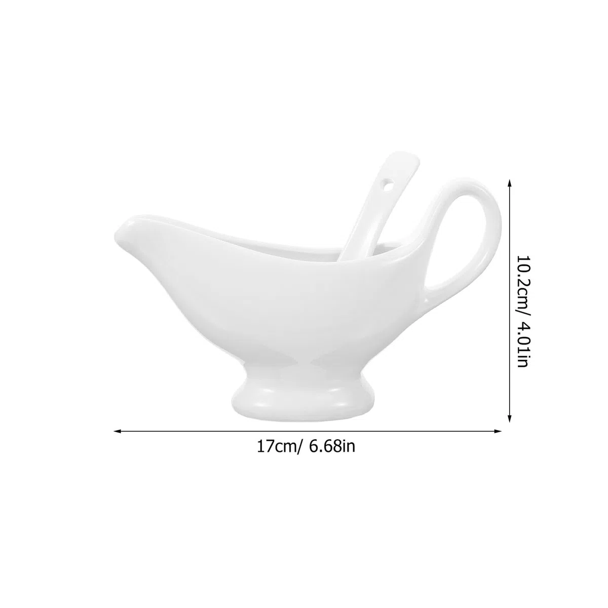 Angoily Salsiera Ceramica con Mestolo Profondo da 175ml, Beccuccio Speciale per Versare Facilmente Senza Fuoriuscite, per caffè Latte e Pranzi di Lavoro