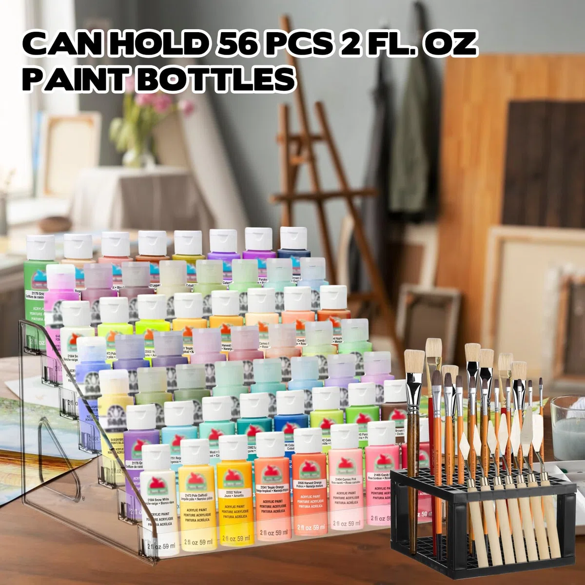 YEXEXINM Organizzatore e portapennelli per pittura acrilica a 7 livelli, supporto per pittura acrilica da tavolo, portaoggetti per dipinti acrilici, archiviazione per dipinti fai da te, modello