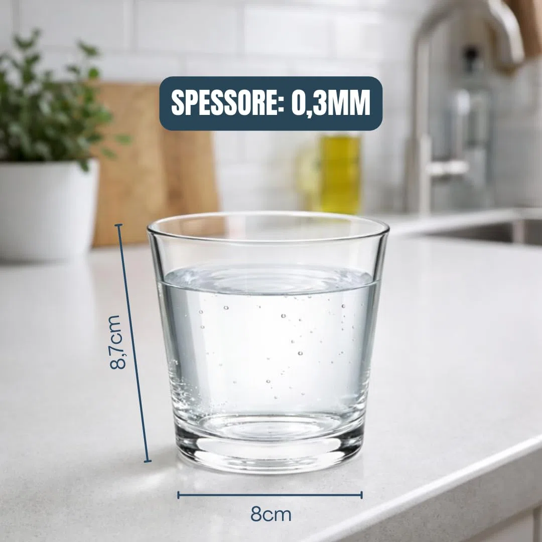 Generico Set di Bicchieri da Acqua in Vetro Trasparente 6-12 Pezzi – Bicchieri Resistenti e Lavabili – Perfetti per Acqua, Bibite e Cocktail – Design Classico (6) -104524