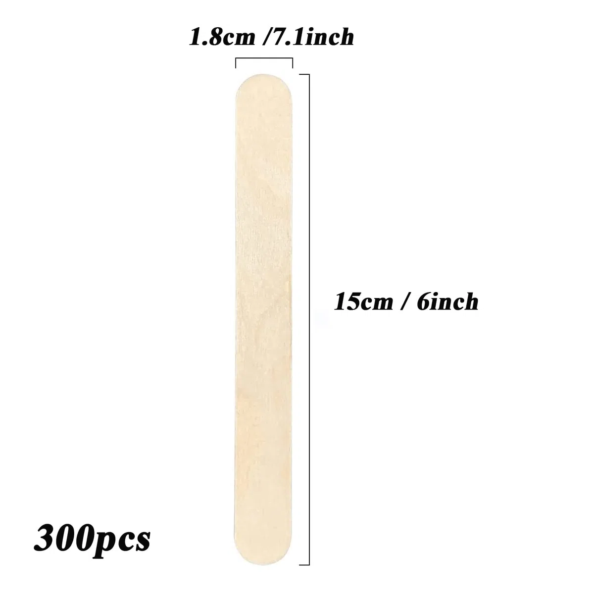 300 Bastoncini Legno Naturale per Ghiaccioli Popsicle, Ceretta Legnetti, Bricolage Art, Lollipop del Mestiere di DIY, 1,8 cm x 15 cm