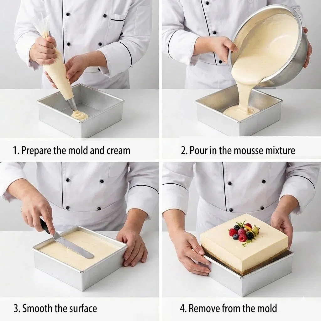 Teglia quadrata da 8 pollici in alluminio con rivestimento antiaderente e fondo rimovibile per torte a strati, brownie, cheesecake, argento