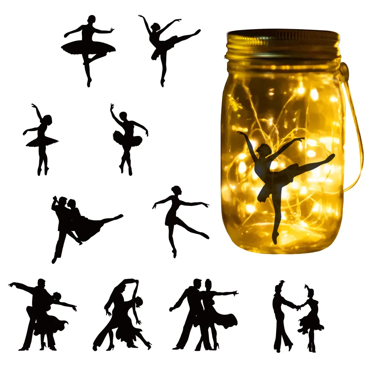 GLOBLELAND 10 Pz Danza Silhouette Window Stickers Ballerino Silhouette Wall Stickers Silhouette Wall Stickers per Lampada Si aggrappa Decalcomanie Lampada Decorazioni Home Decor Art Murale
