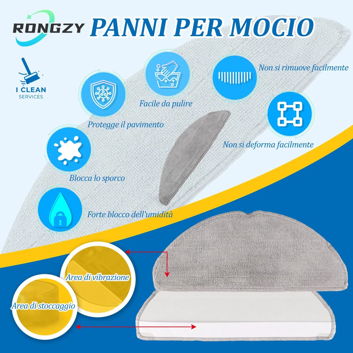 RongZy 8 Pezzi RVA301 Panni Lavabili per Tapo RV30 Max Plus/ RV30 Max Spazzole a Disco per Tapo RV20 Max Plus/ RV20 Max Panni Mop di Ricambio Robot Aspirapolvere Accessori