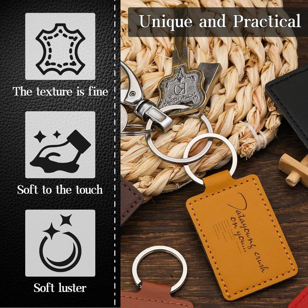 Kit in Pelle da 30 Pezzi, Rettangolari in Pelle PU con Anelli, con Incisione, DIY