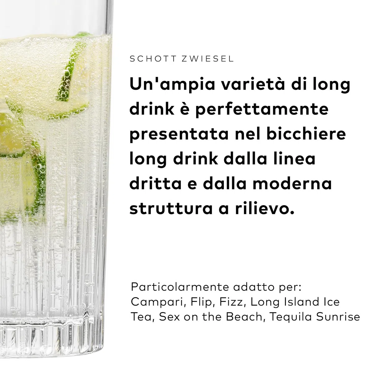SCHOTT ZWIESEL Bicchieri per long drink Stage (set di 4), bicchiere per long drink con rilievo, bicchieri in cristallo lavabili in lavastoviglie (art. 121880)