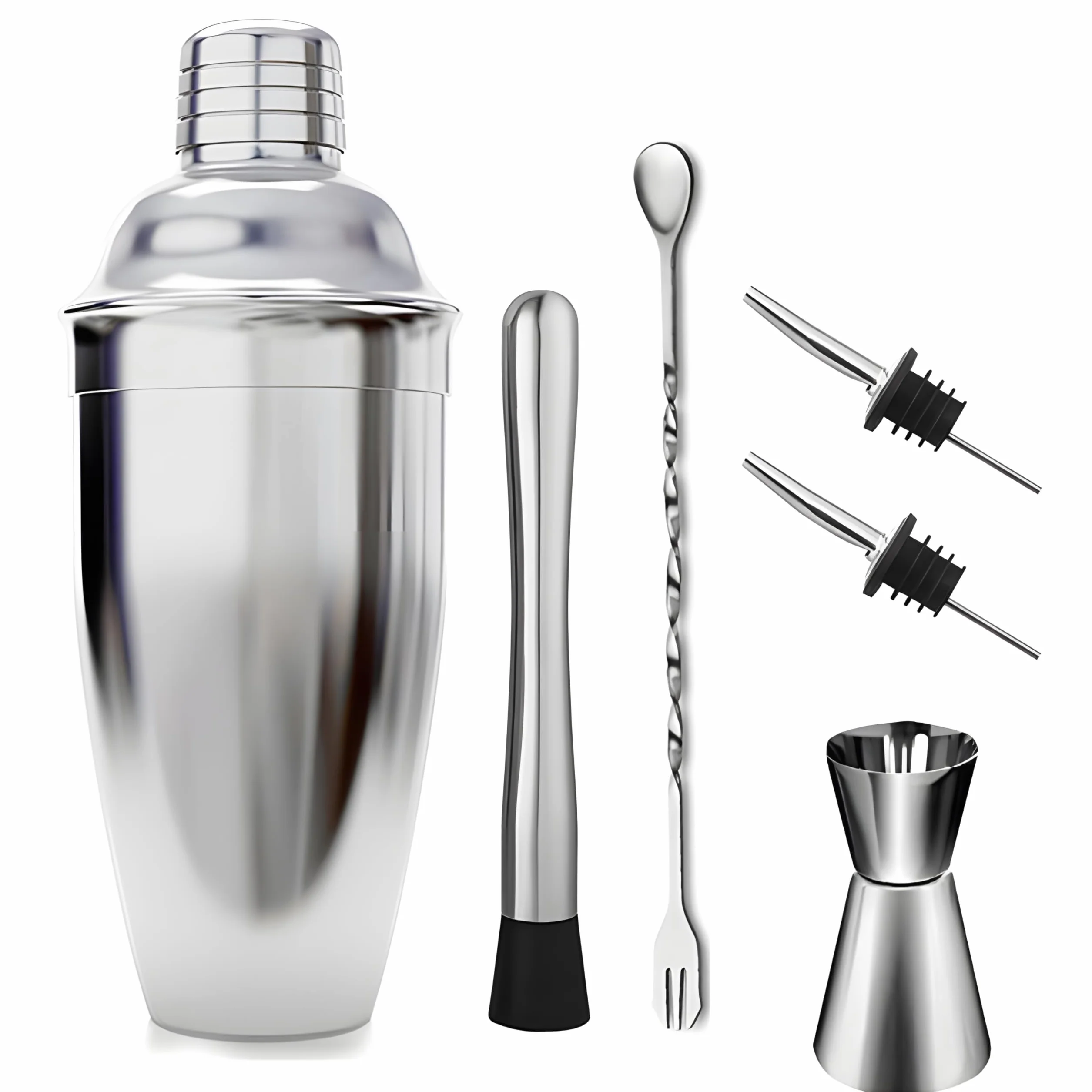 Retoo Set di 6 shaker da cocktail in acciaio inox, 750 ml, strumenti da bar, accessori shaker bar, mix professionale per cocktail, set barware per la casa o il bar