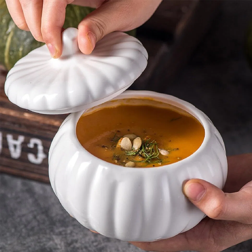 Zuppiera in ceramica a forma di zucca con coperchio, versatile per stufato per la casa, edizione Halloween, 11,5 x 10,5 cm, 55D53OJ10EAQC7