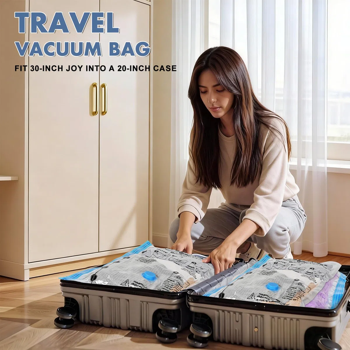 BoxLegend Sacchetti Sottovuoto Vestiti per Viaggi con Pompa Elettrica-6 Pezzi 2S + 2XS + 2XXXS Buste Sottovuoto Sacchetti Salvaspazio Aspirapolvere Viaggi Deposito Domestico per Copertine, Cuscini