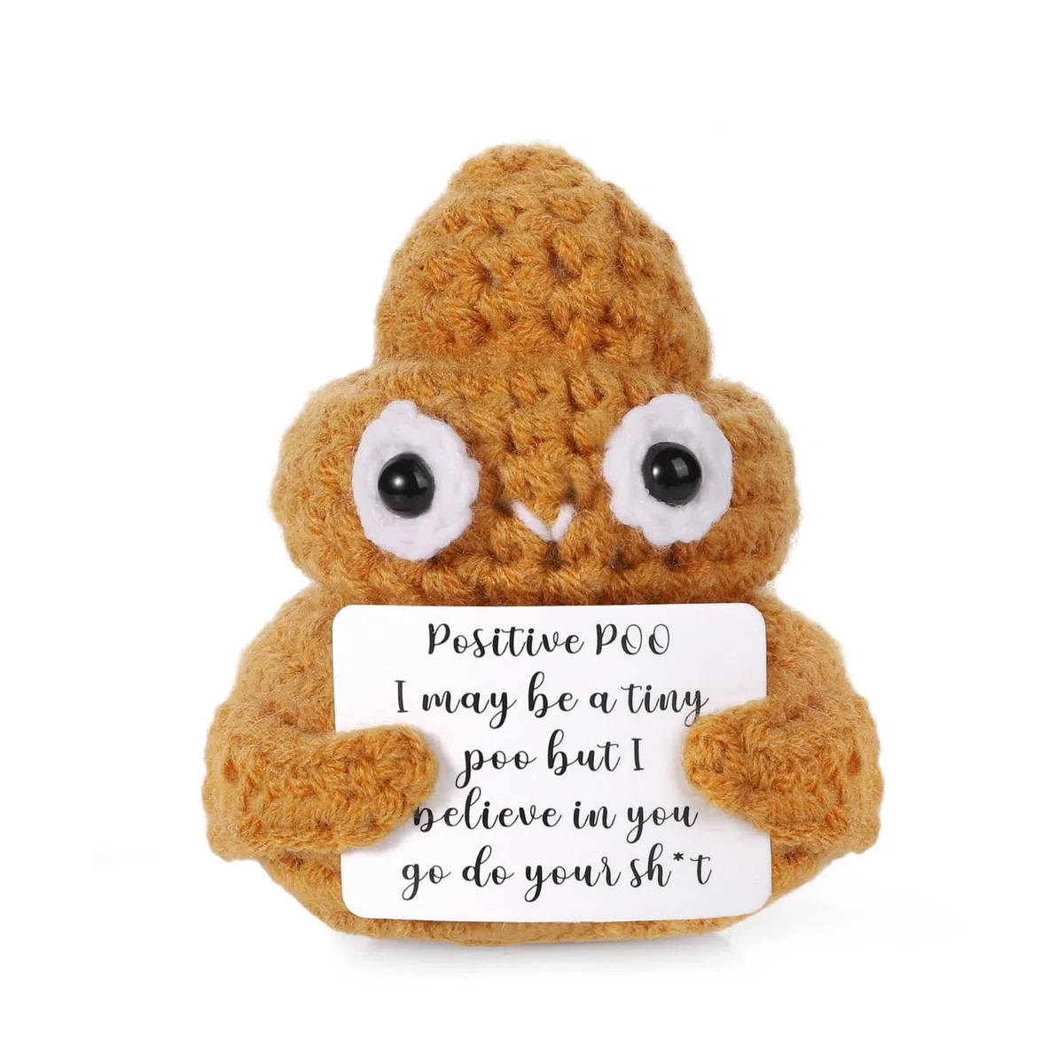BOXOB Mini Divertente Cacca Positiva, 7,5cm Ispiratrice Cacca Simpatica e Interessante Bambola Cacca di Lana Lavorata a Maglia per Regali di Compleanno Decorazione per Feste Incoraggiamento(Giallo)