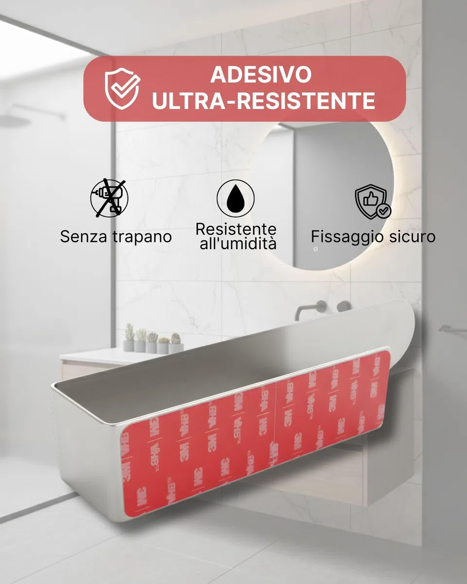 Porta Asciugamani Bagno - Acciaio Inossidabile - Adesivo Forte 3M - Nessuna Perforazione - Facile da Installare - Supporta Fino a 5 kg - Lunghezza 23 cm