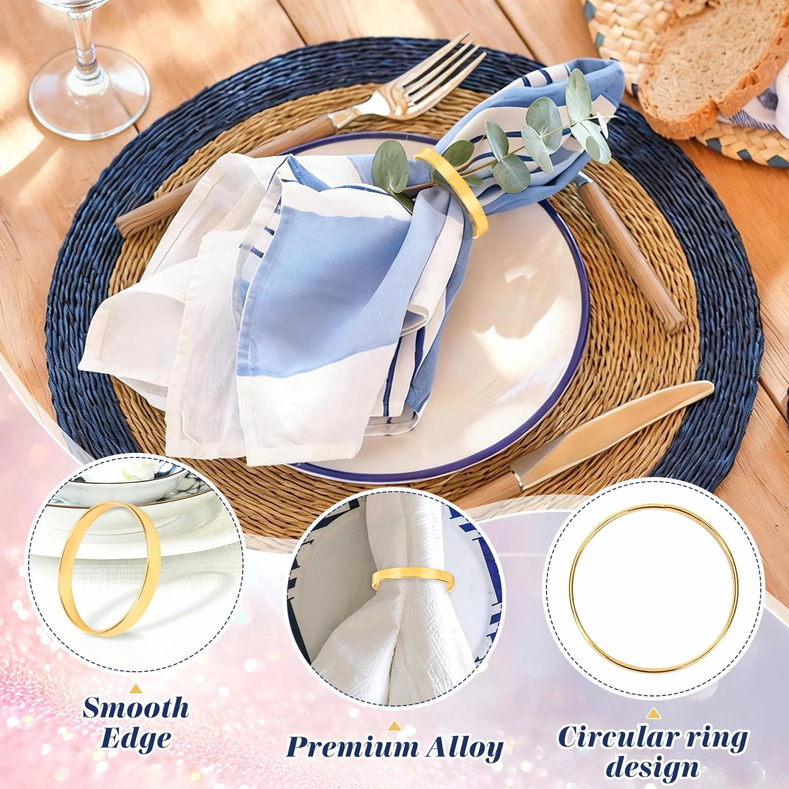 30 Pezzi Anelli Portatovaglioli D'Dorato, Anello circolare, Anelli per Tovaglioli da Tavola in Metallo, Anello per Tovagliolo Eleganti per Cena Famiglia, Matrimoni, Festival