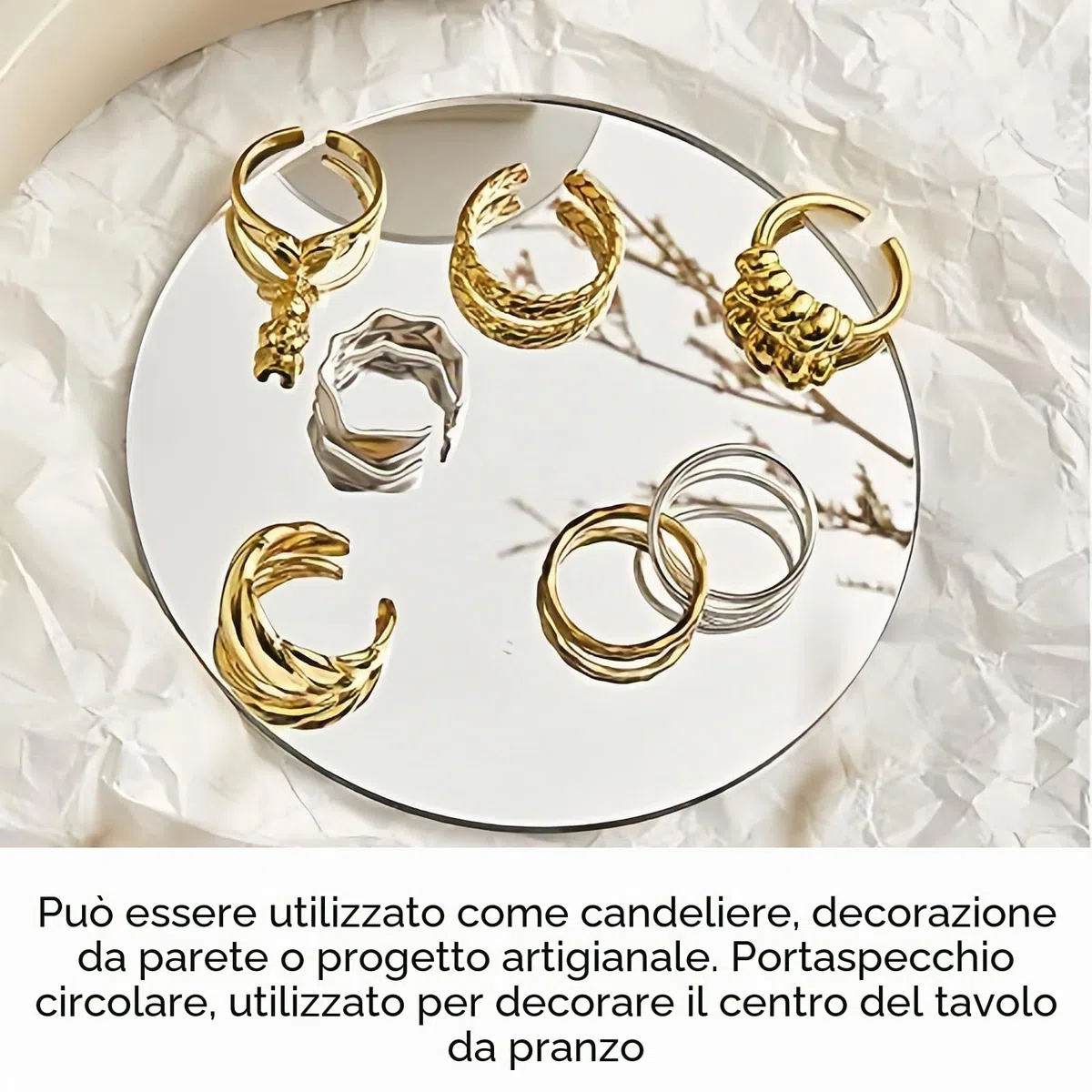 6 vassoi rotondi a specchio per decorare, piatto rotondo a specchio, in vetro acrilico, per tavolo da matrimonio, tavolo, decorazione per la casa (diametro 20 cm)
