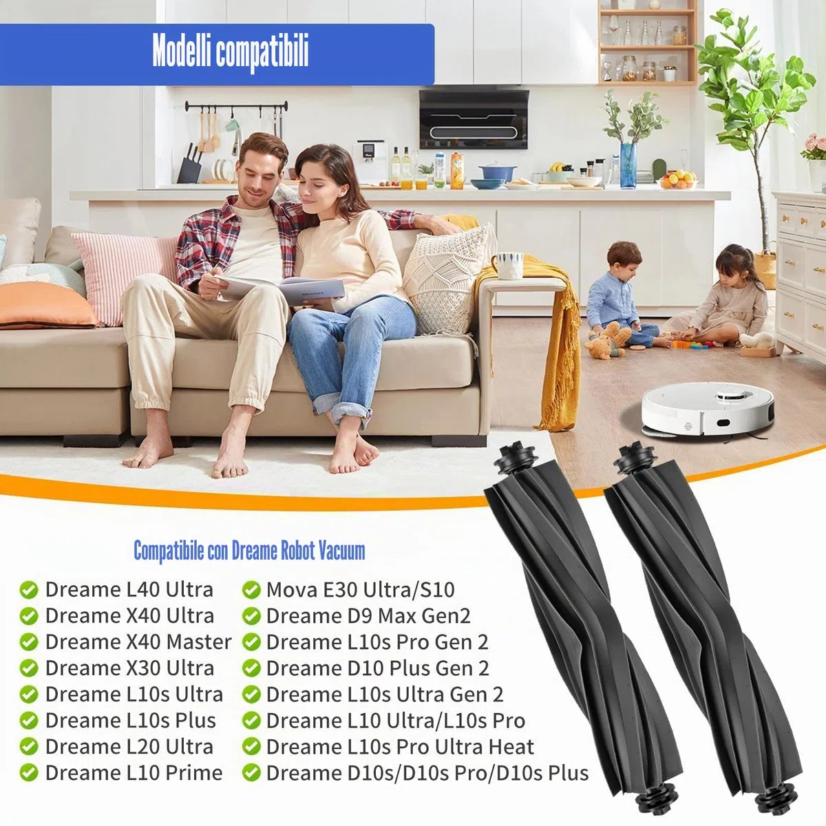 Spazzole a Rullo per Dreame L10s Ultra/L10s Pro Ultra Heat/L10s Ultra Gen 2/L10s Pro Gen 2/D10 Plus Gen 2/L10s Plus/L20 Ultra/L10 Prime/L10 Ultra /L40 Ultra/X40 Ultra/X40 Master/X30 Aspirapolvere