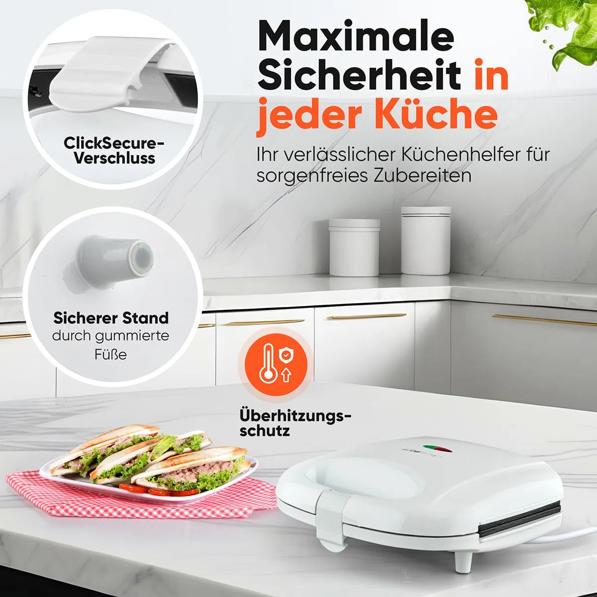 Panino bianco/Croque Monsieur Maker Clatronic ST3813-Bianco