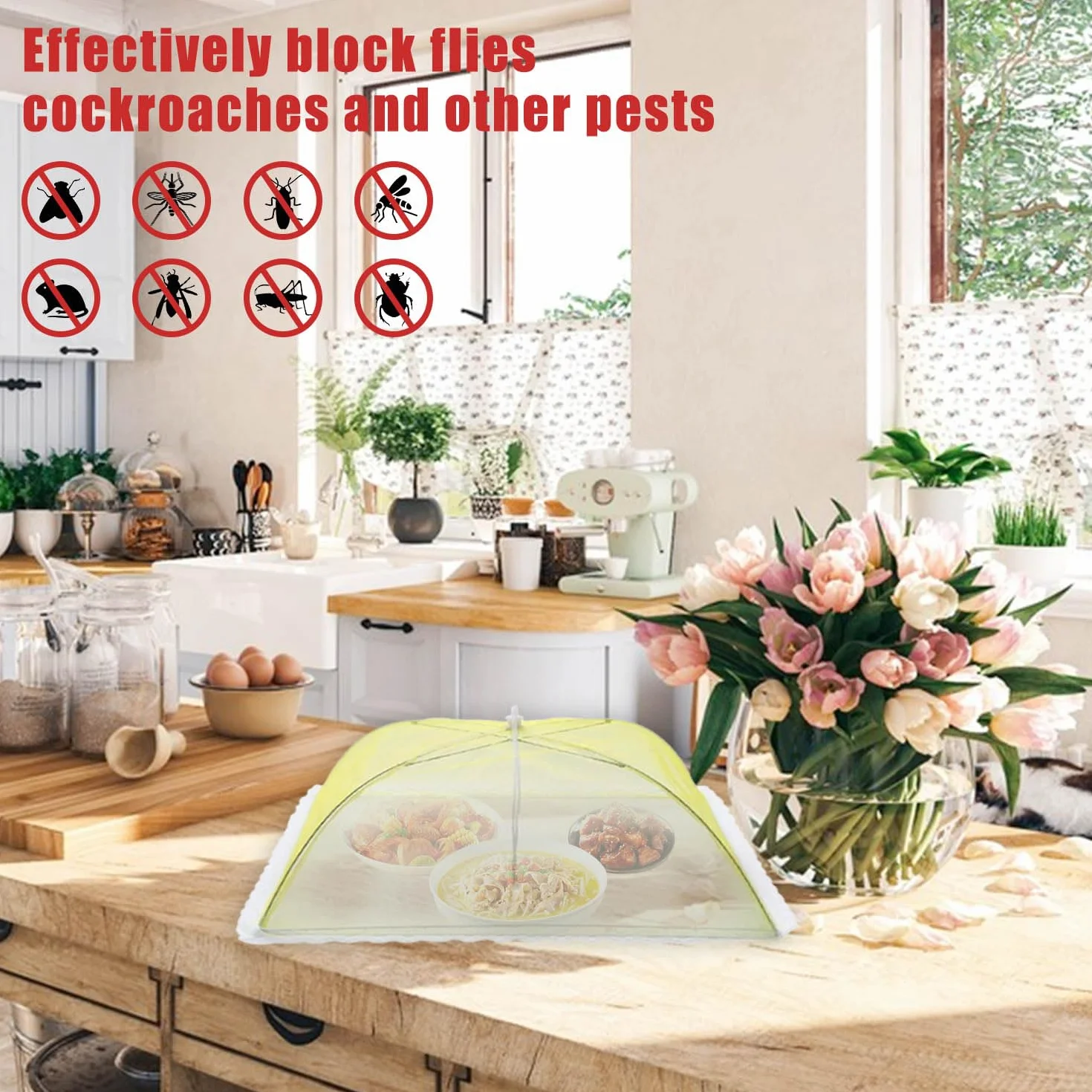 Lovesmile Coprivivande, 6 Pezzi Ombrellini Coprivivande, Coprivivande in Rete, Copri Cibo da Mosche, Pieghevole Rete per Alimenti Adatto per Proteggere Cibo Frutta Barbecue(6 Colori)