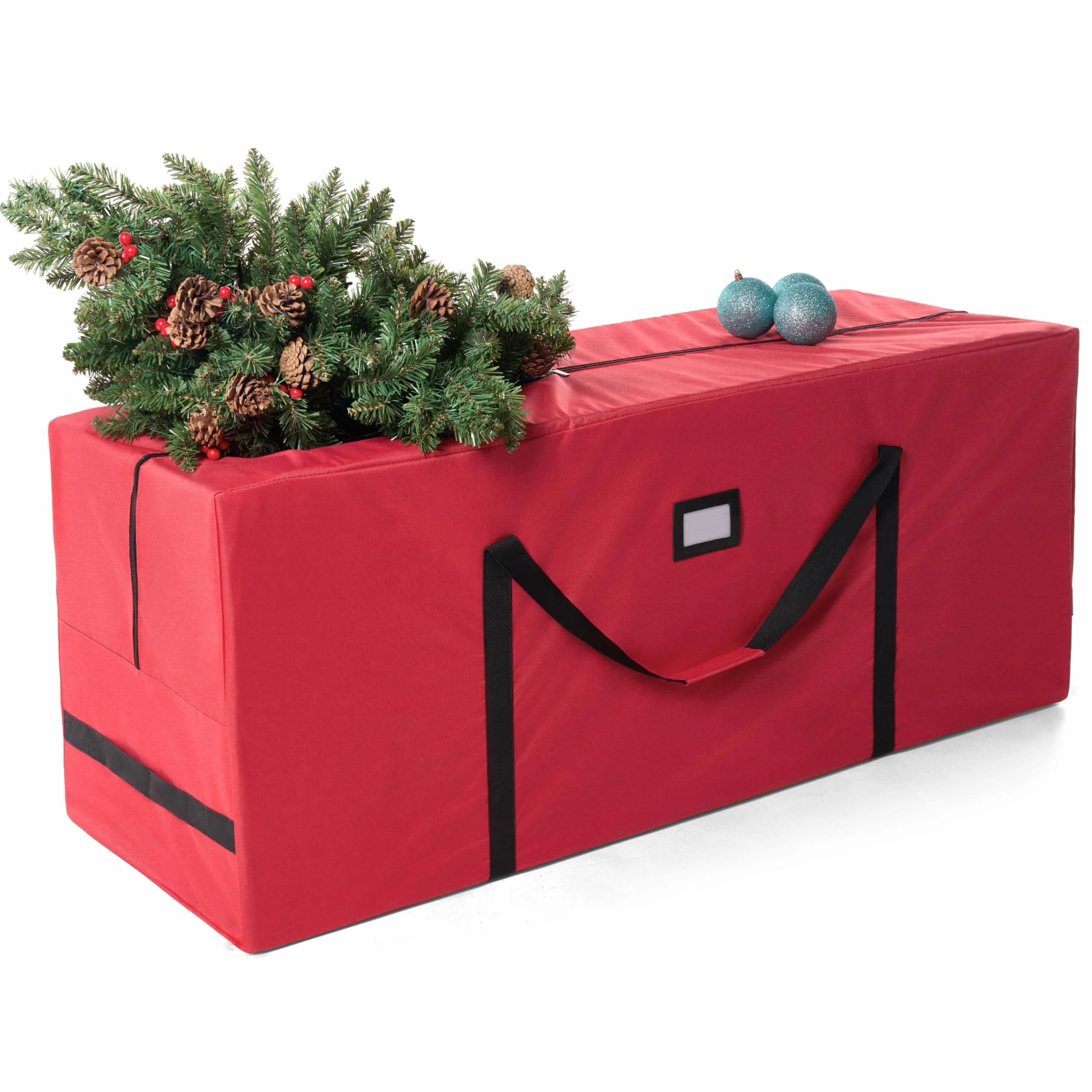 JOIEDOMI 7.5ft/228.6cm Albero di Natale Borsa per albero di Natale Artificiale Smontato, Durevole 600D Oxford Tessuto Albero di Natale Borsa, Borsa di Stoccaggio Impermeabile (Rosso)