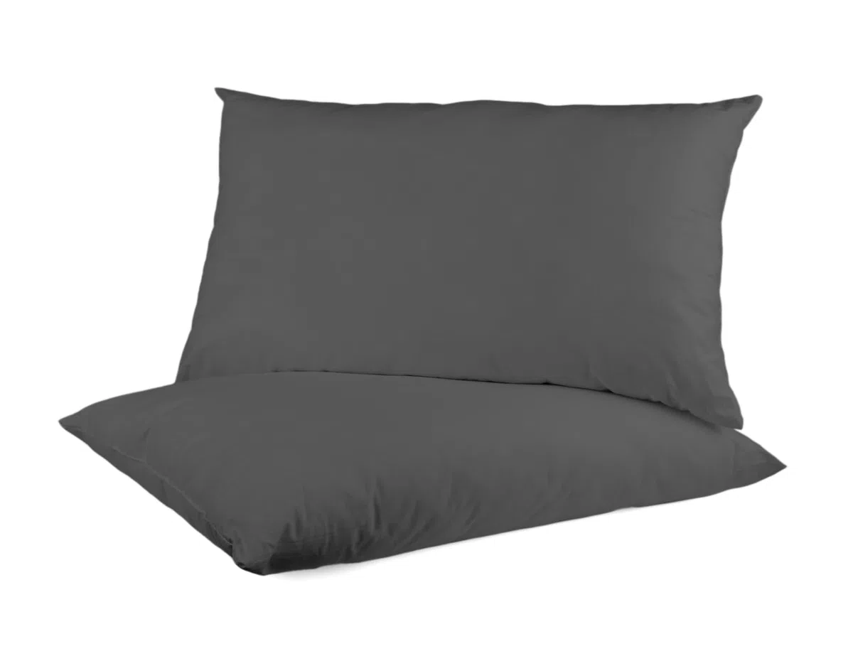 Banzaii Coppia Federe per Cuscini Letto 100% Puro Cotone Traspirante, Anti Acaro, Alta Qualità 50x80 cm, Made in Italy, Grigio Scuro