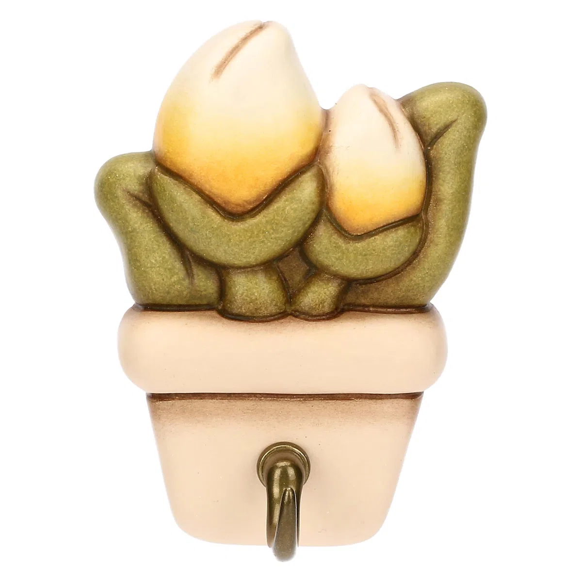 THUN - Portastrofinacci 1 gancio vasetto di fiori Country Bloom - Ceramica,5,3x1,9x7,3 cm