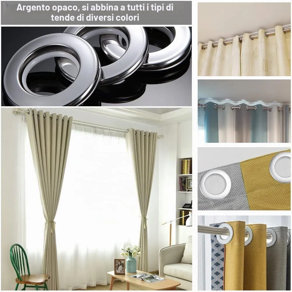 20 Pezzi Anelli per Tenda con Occhielli in Plastica 40 mm Anello Occhiello a Basso Rumore Anelli Fai da Te per Tende da Finestra Anelli Rotondi per Occhielli in Plastica per Tende da Finestra