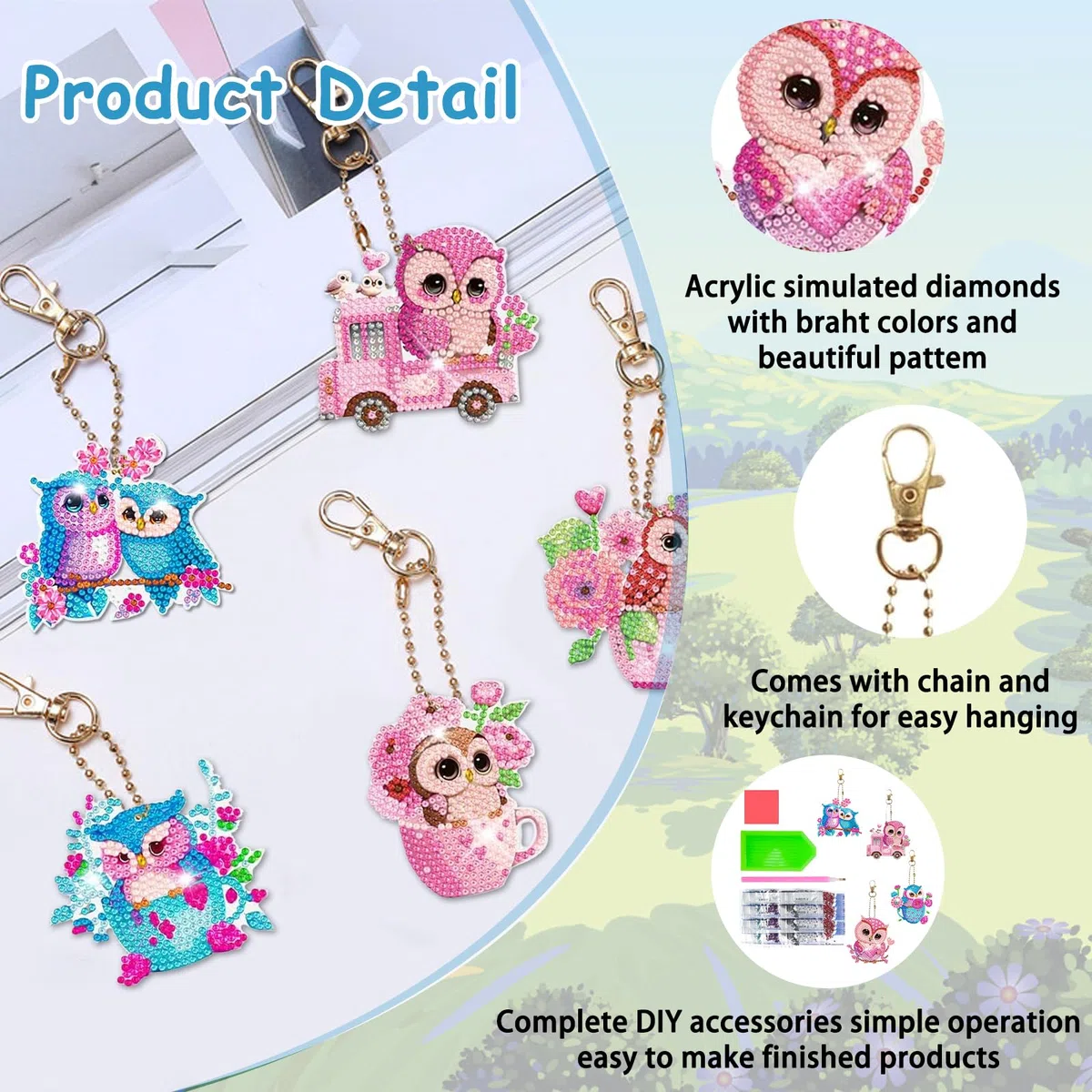 DNWFZ Diamond Painting Portachiavi 12PCS 5D DIY Disegno Farfalla Pittura Diamante Fai Da Te Uccelli Decorazione Borsa Borsetta Per Bambini Adulto Donna