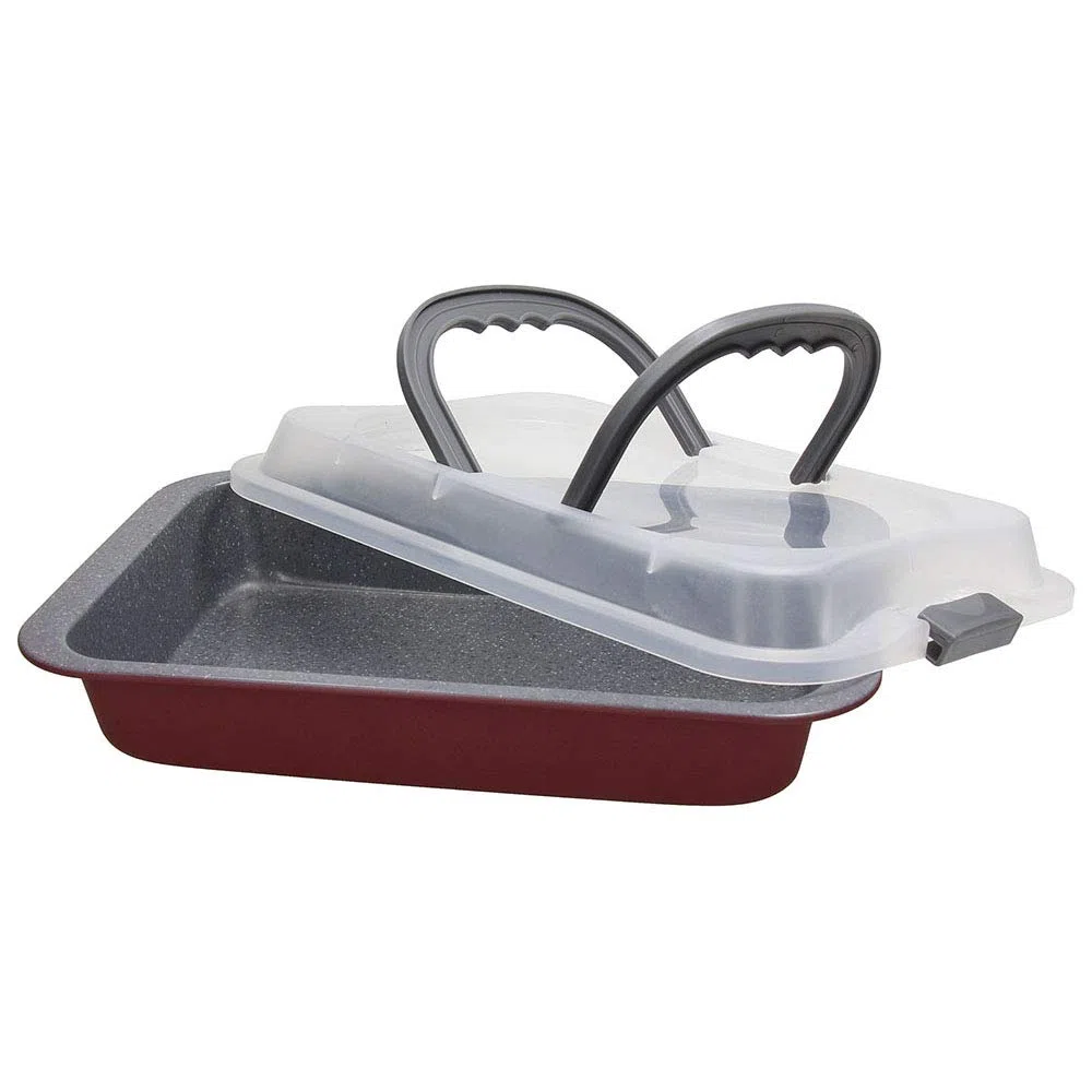 Tognana Sweet Cherry, Lasagnera con coperchio 32 x 22 x 6 cm, acciaio al carbonio, rosso