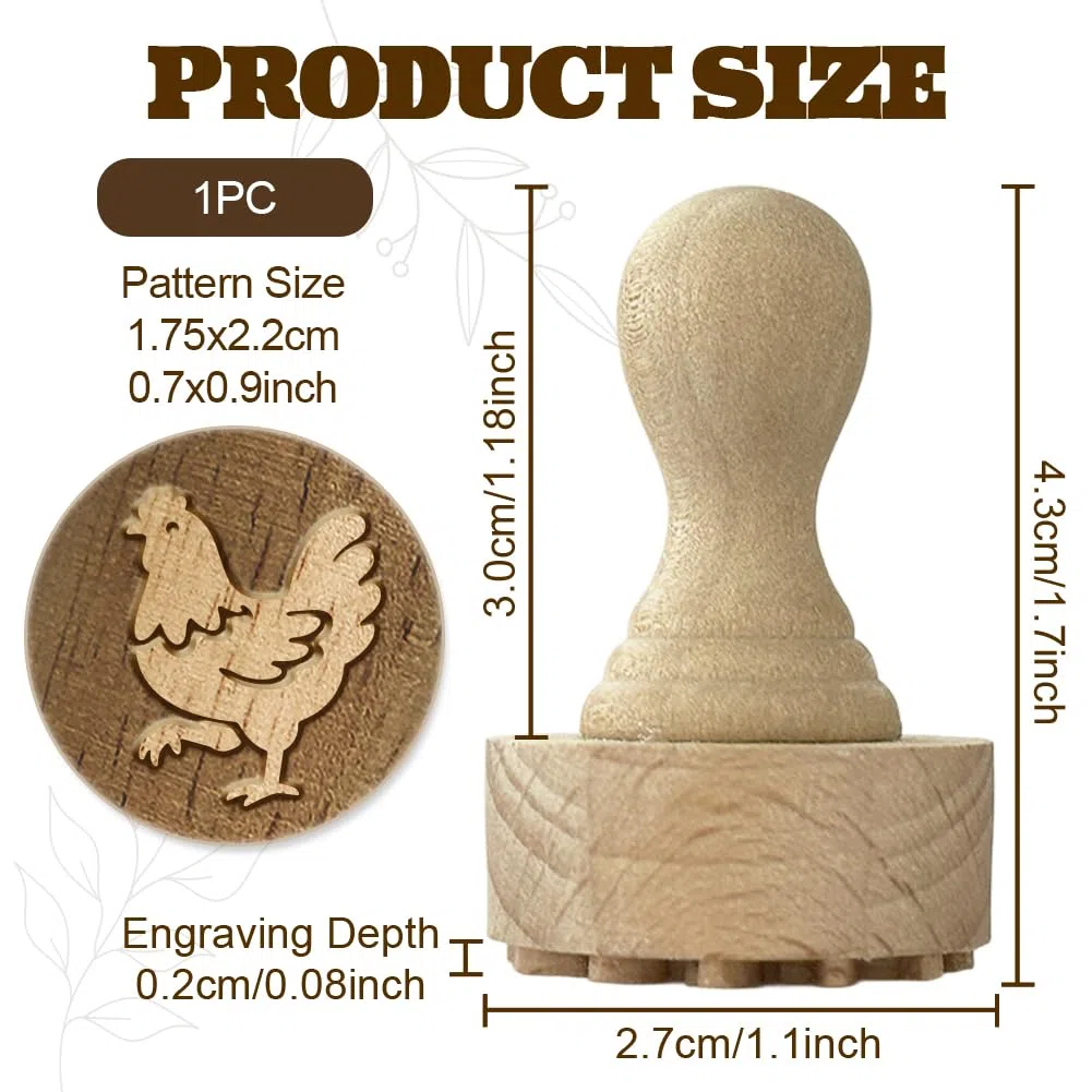 OLYCRAFT Timbri In Legno con Manico A Forma di Gallina 4.3x2.7cm Timbri In Legno per Argilla A Forma di Pollo Timbro In Ceramica per Argilla Artigianato Fai Da Te Decorazioni Fatte A Mano