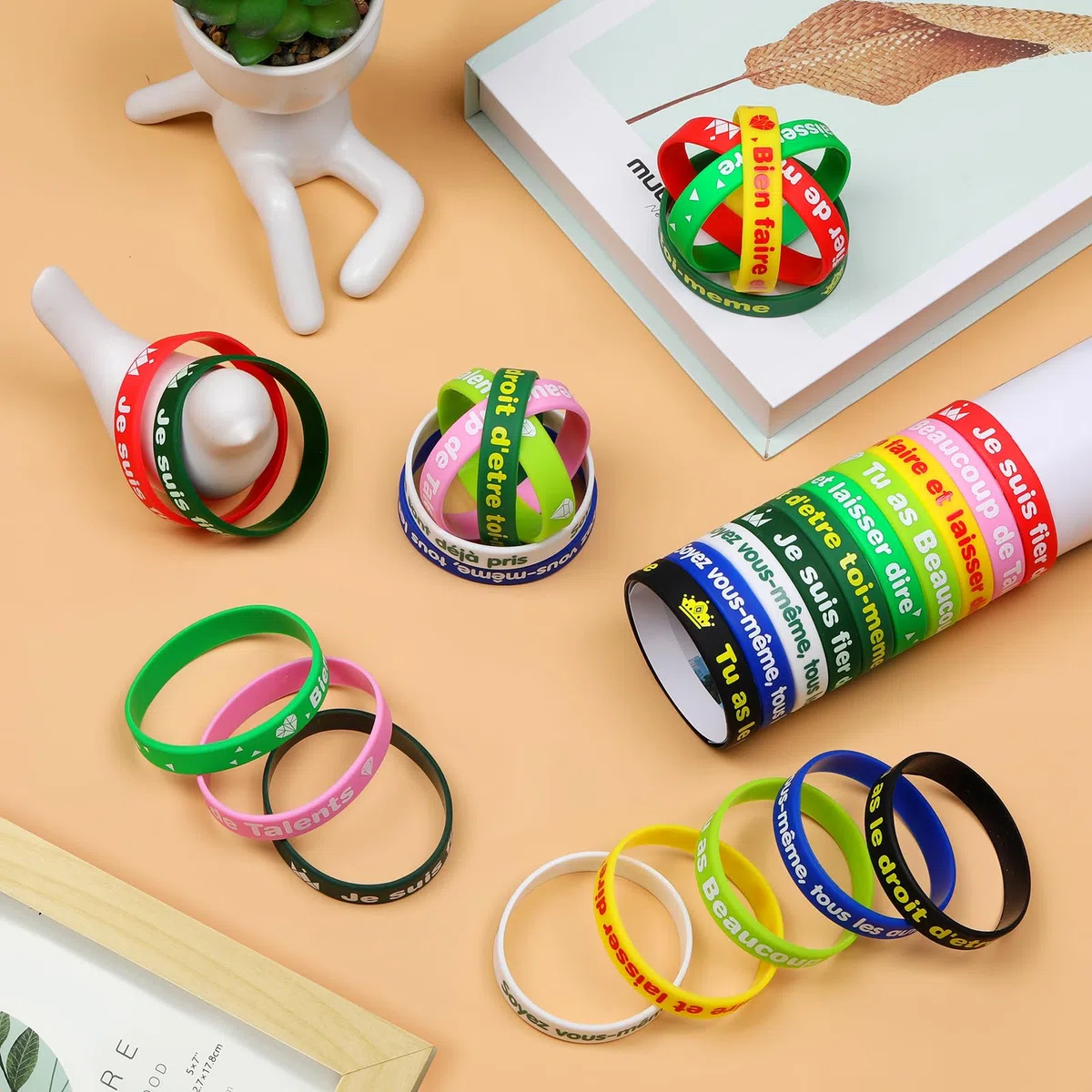 Braccialetto elastico in silicone di ispirazione francese Braccialetti in gomma per sport festa regali