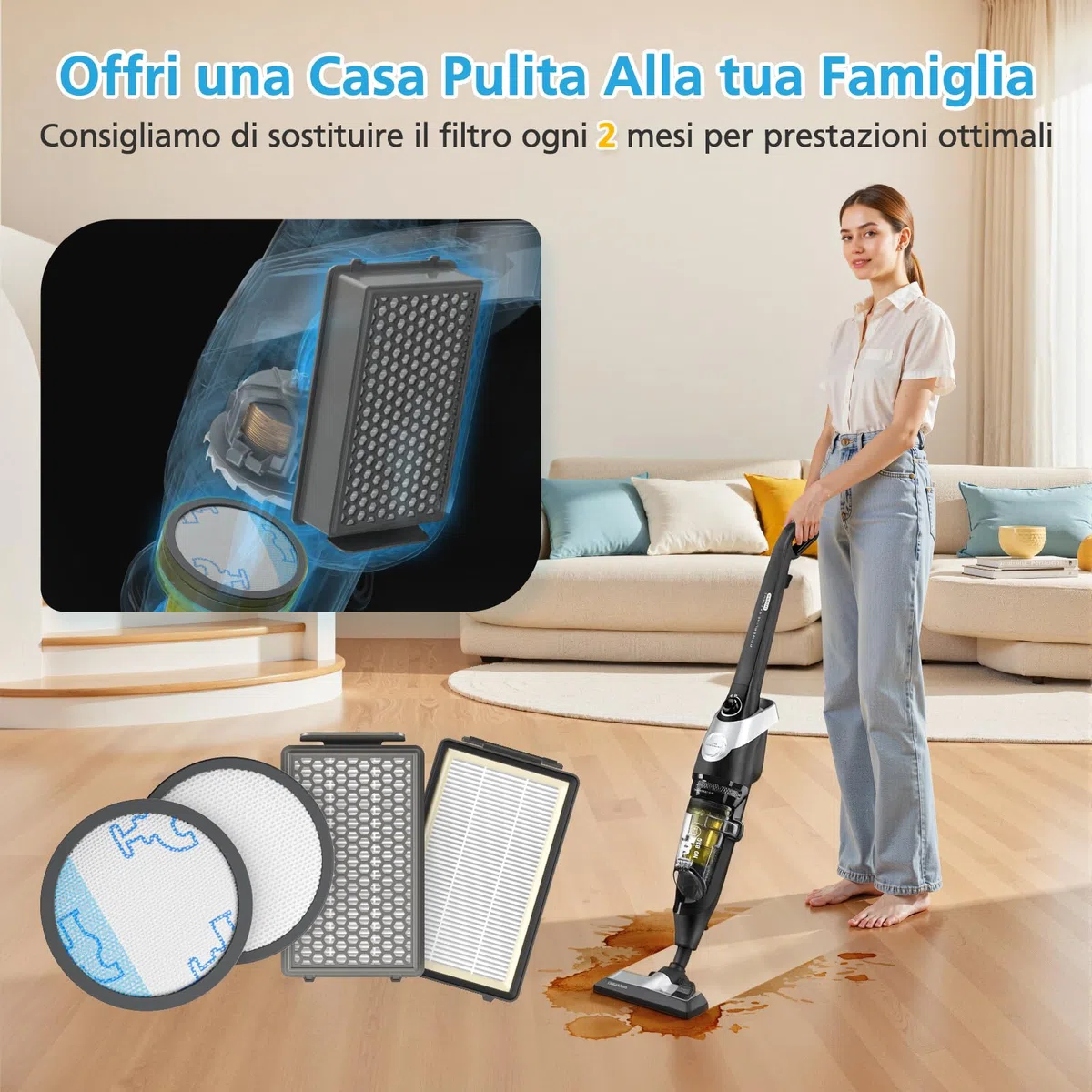 Funnytime Filtro HEPA per aspirapolvere ciclonico Rowenta Powerline Extreme RH8021WB RH8037WA RH8055WA RH8121WB RH8133WA RH8147WA RH8155WA RH8165WA, (Confronta ZR903601), 2 set