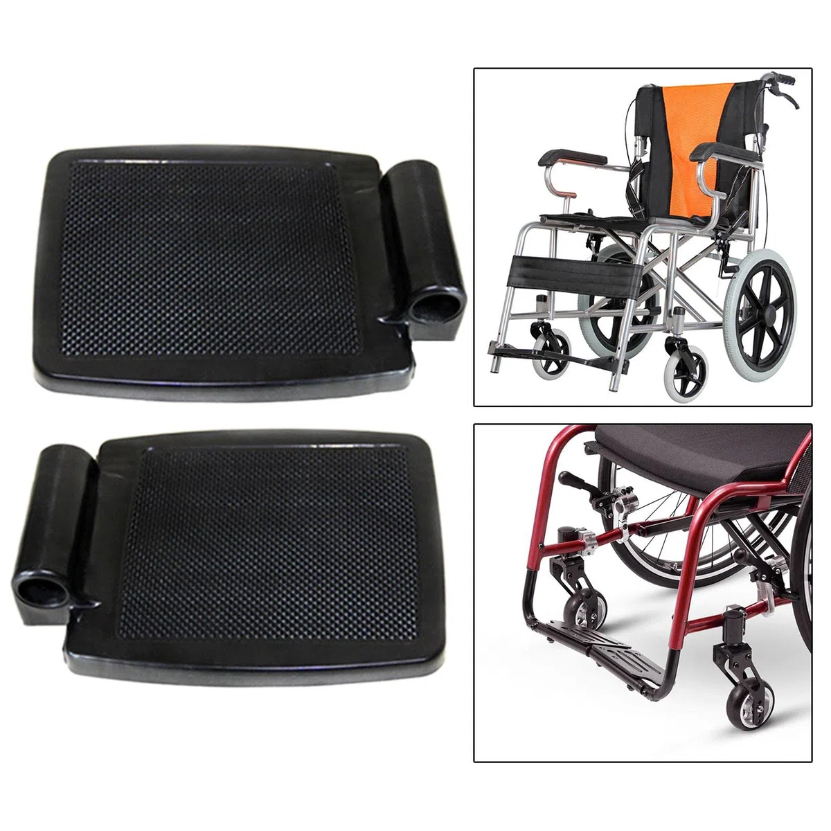 F Fityle Resistente poggiapiedi per sedia a rotelle, pedale per sedia a rotelle manuale rimovibile antigraffio, ricambio, accessori universali per sedia a - Foro in plastica da 2,2 cm