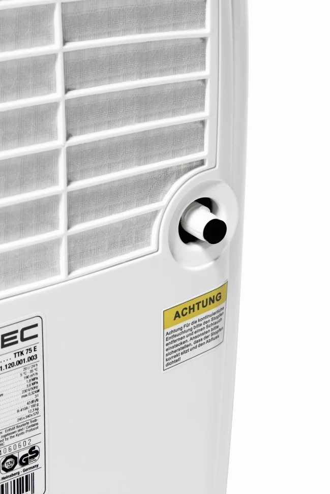 TROTEC Deumidificatore elettrico per ambienti TTK 75 E – potenza 20 L/giorno – superficie 45 m² / 110 m³ – dispositivo di deumidificazione con spegnimento automatico