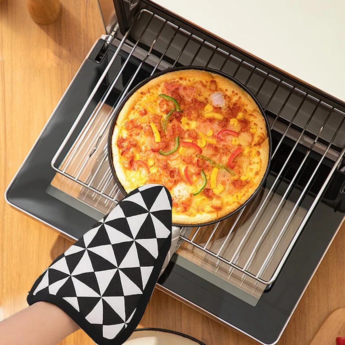 6 Pezzi Presine in Cotone 18 x 18 cm Presine da Cucina per Cottura con Anello per Appenderle Resistente al Calore Presine da Cucina Complet per Cucina Cottura al Forno Microonde