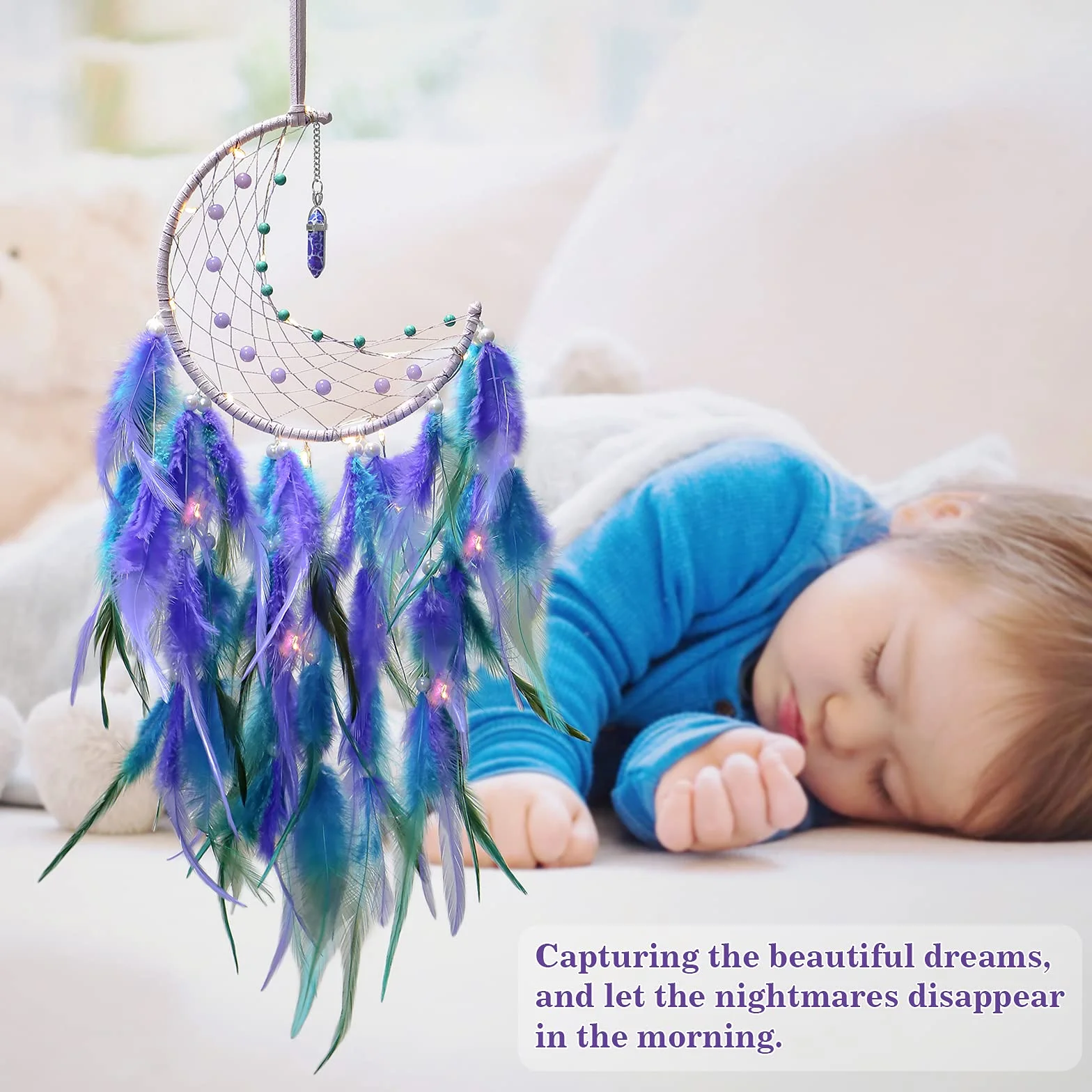 Dremisland Acchiappasogni con Luci Fatate Pipistrello Rosa Dream Catcher per Bambini Asilo Fatto a Mano Appeso a Parete Ornamento Festival Decorazione da Parete