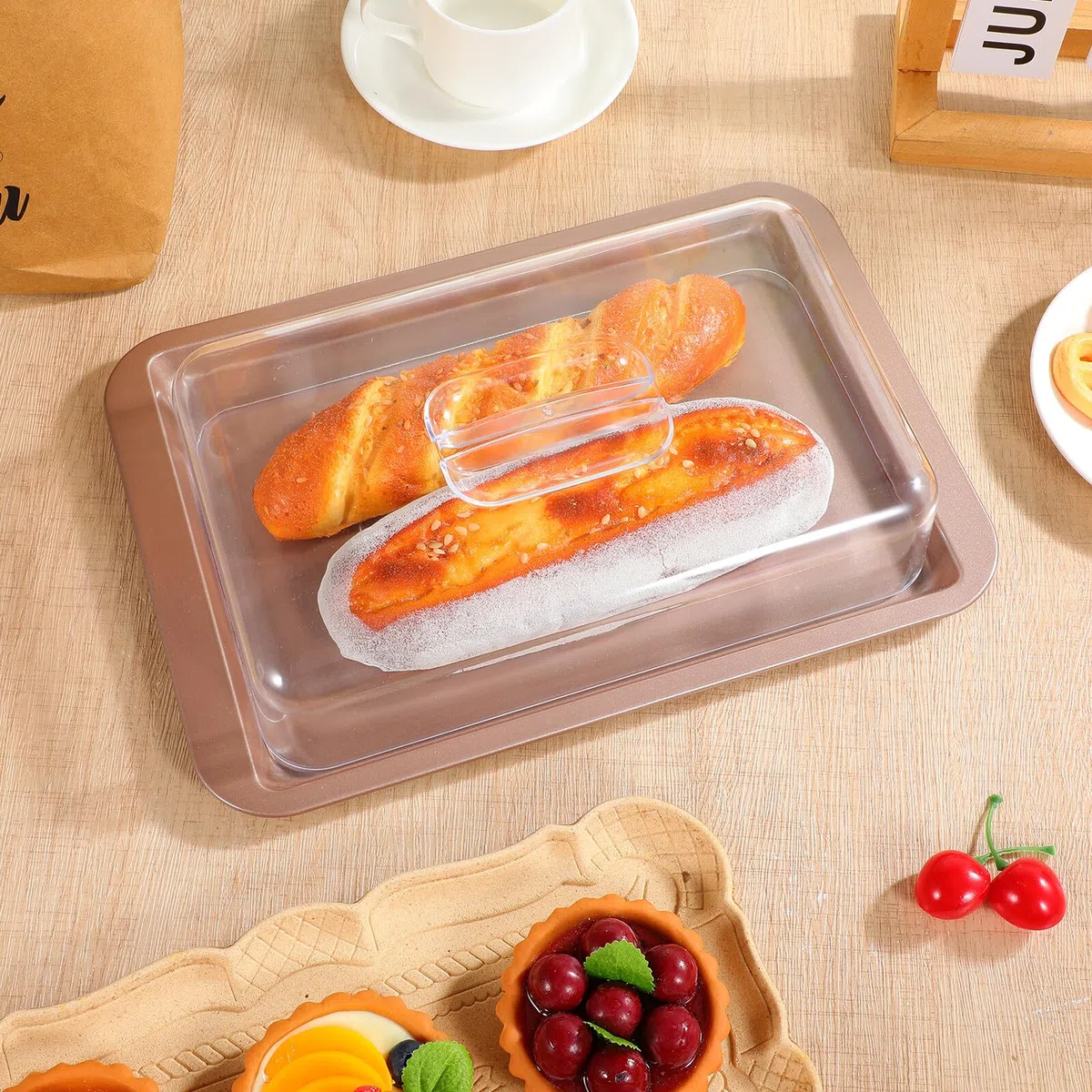 Coperchio Trasparente in Acrilico Rettangolare per Alzata Torte Copertura Alimenti Esterna per Cucina e Ristoranti Campana per Antipasti Pane e Dolci Torta Decorata di Natale