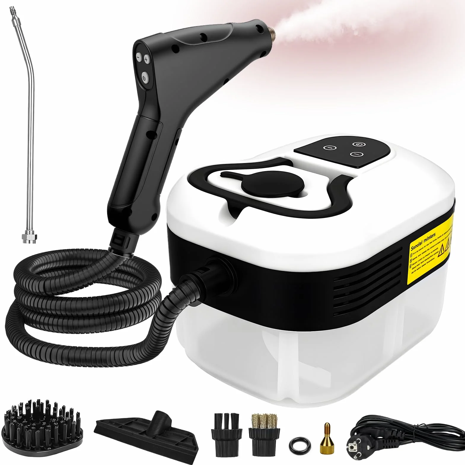 Pulitore a Vapore ad Alta Temperatura 2500W - 3,5Bar di Pressione, 1200ml, 6 Velocità, 15s di Riscaldamento, per Cucina, Auto, Pavimenti e Aria Condizionata